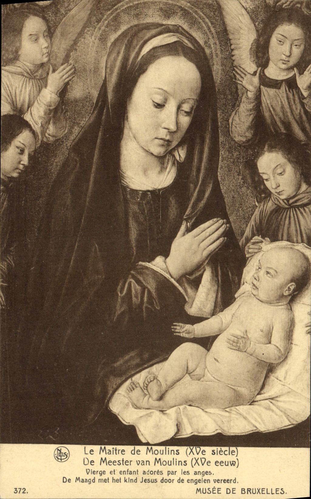 VINTAGE POSTCARD the Master Of Moulins De Meester Van Moulins Virgin And Child museum Of Brussels