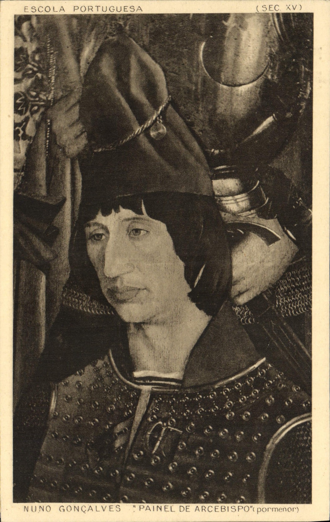VINTAGE POSTCARD Escola Portuguesa Muno Goncalves Painel De Arcebispo