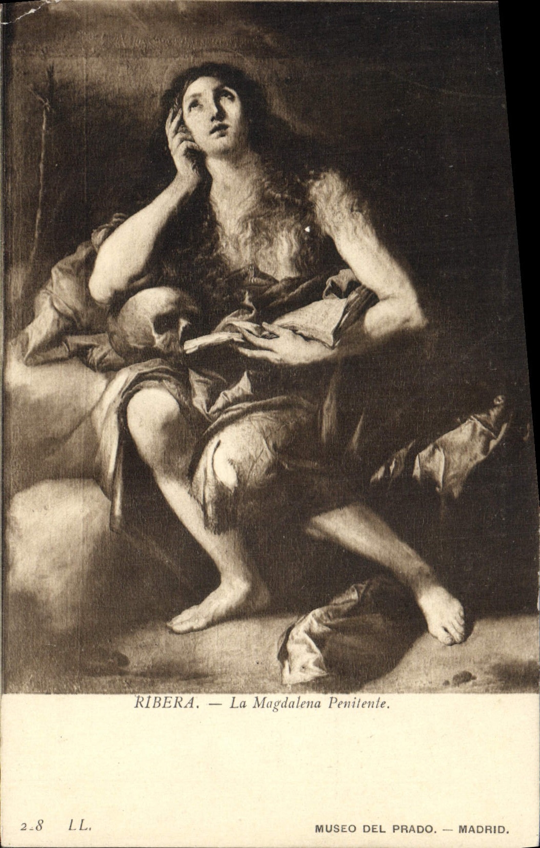 VINTAGE POSTCARD Ribera Magdalena Penitent Prado Madrid