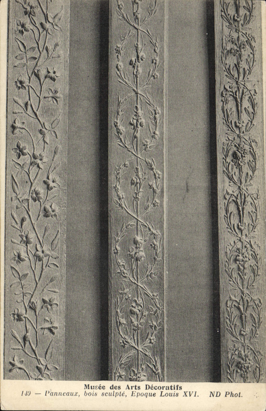 La POSTAL Musee de la VENDIMIA de la madera decorativa de los paneles de los artes talla el tiempo Louis XVI