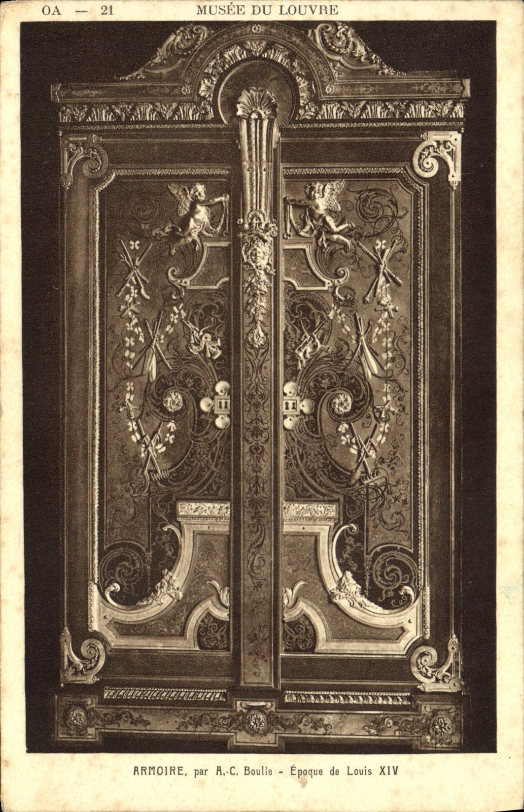 VINTAGE POSTCARD Museum Of Louvre Cupboard By Ball Louis XIV