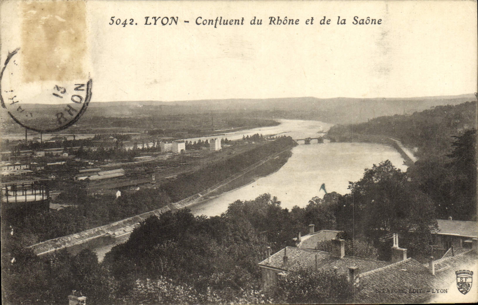 VINTAGE POSTCARD Confluent Lyon of the Rhone And the Saone