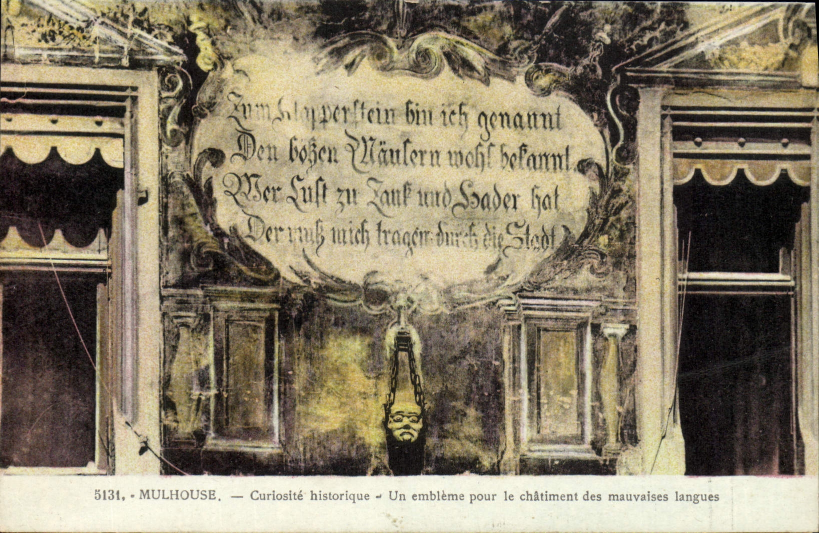 POSTAL Mulhouse Curlosite Bistorique de la VENDIMIA al conjunto para el castigo del chisme malévolo