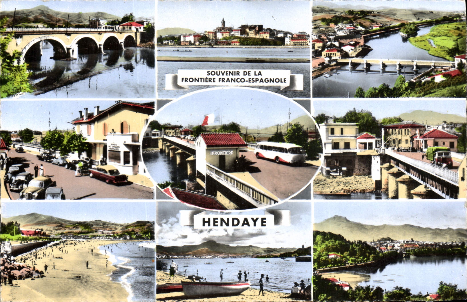CPM Souvenir De La Frontiere Franco Espagnole Hendaye Les trois couronnes 