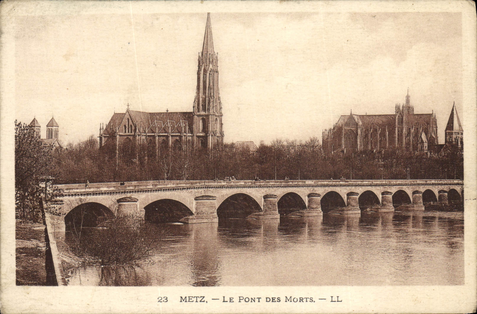 POSTAL Metz de la VENDIMIA el puente de muertes