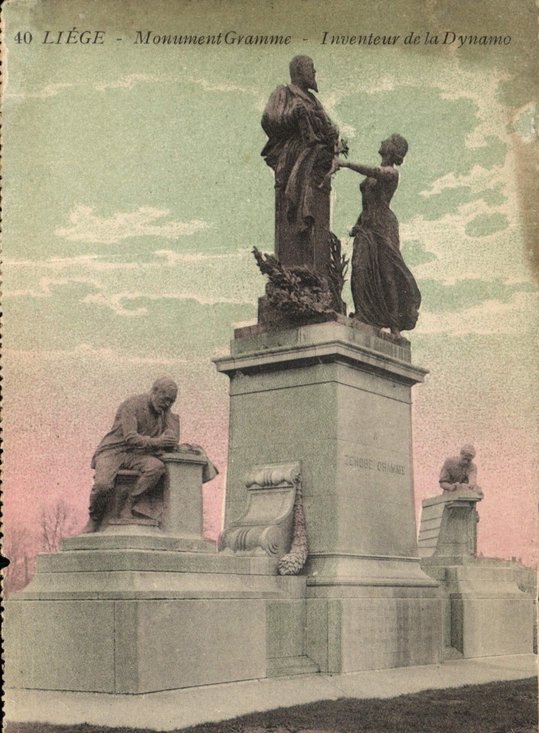 VINTAGE POSTCARD Liege Monument Inventive Gram Of the Dynamo
