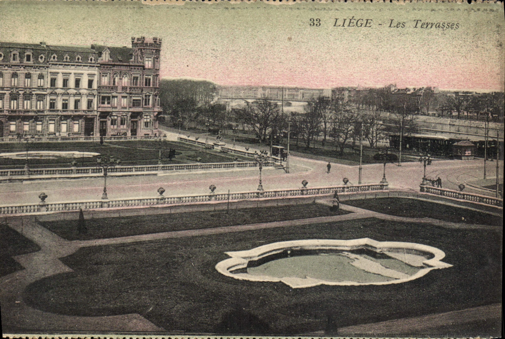 VINTAGE POSTCARD Liege Terraces