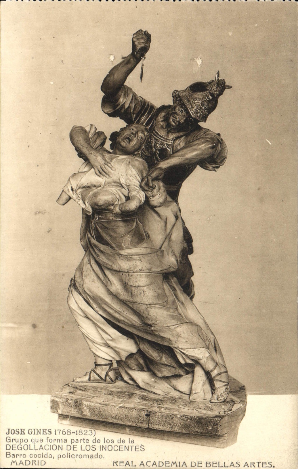 VINTAGE POSTCARD Jose Gines Grupo Who Formed Leaves De Los Of Degollacion De Los Inodentes Barro Cocido Policromado Madrid