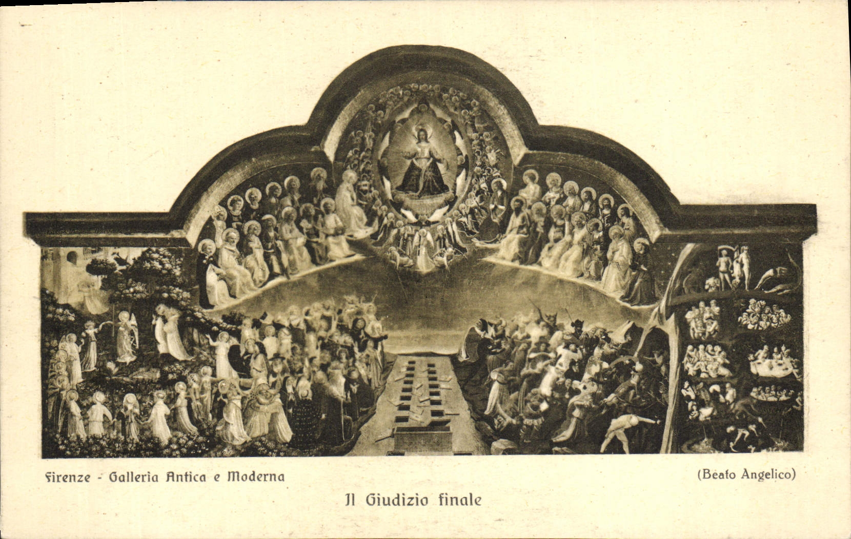 Galleria Antica E Moderna de Firenze de la POSTAL de la VENDIMIA él final de Giudizio