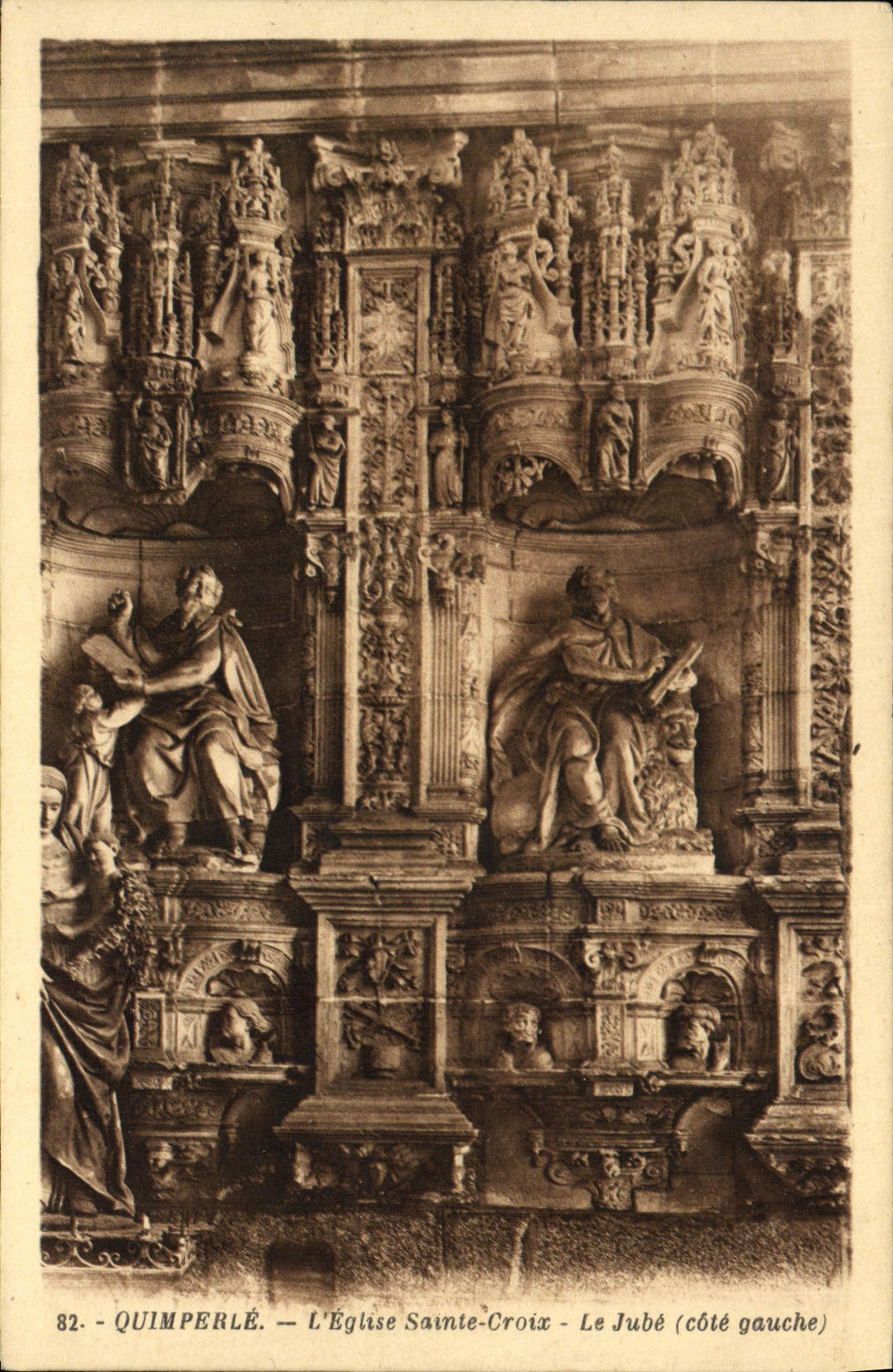 VINTAGE POSTCARD Quimperle the Church Holy Cross Jube