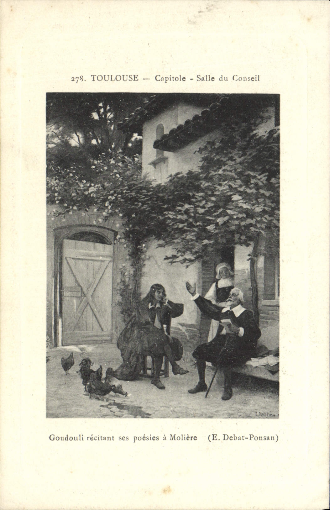 La POSTAL Toulouse Salle de la VENDIMIA del consejo de Goudouli que relata sus poetries tiene Moliere Debat Ponsan