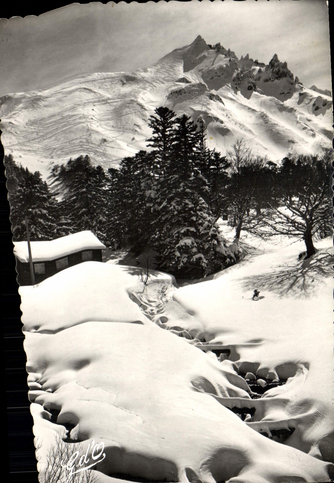 MODERN CARD Auvergne the Mount Gilds Sancy under Vallee snow of the Dordogne to the top of the Mount Gilds and massive of Sancy