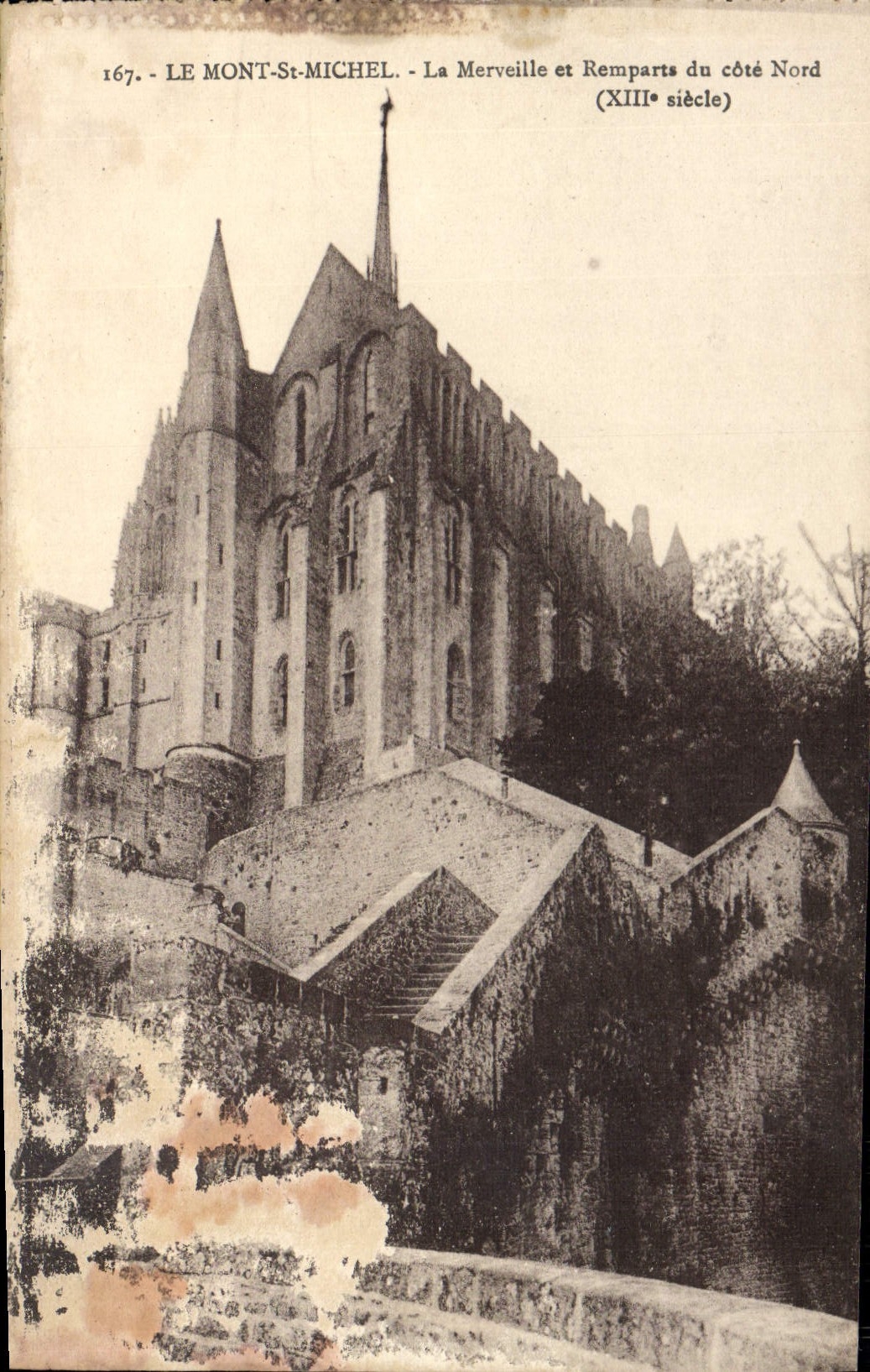 CPA Le Mont St Michel La Merveille et Remparts du cote Nord