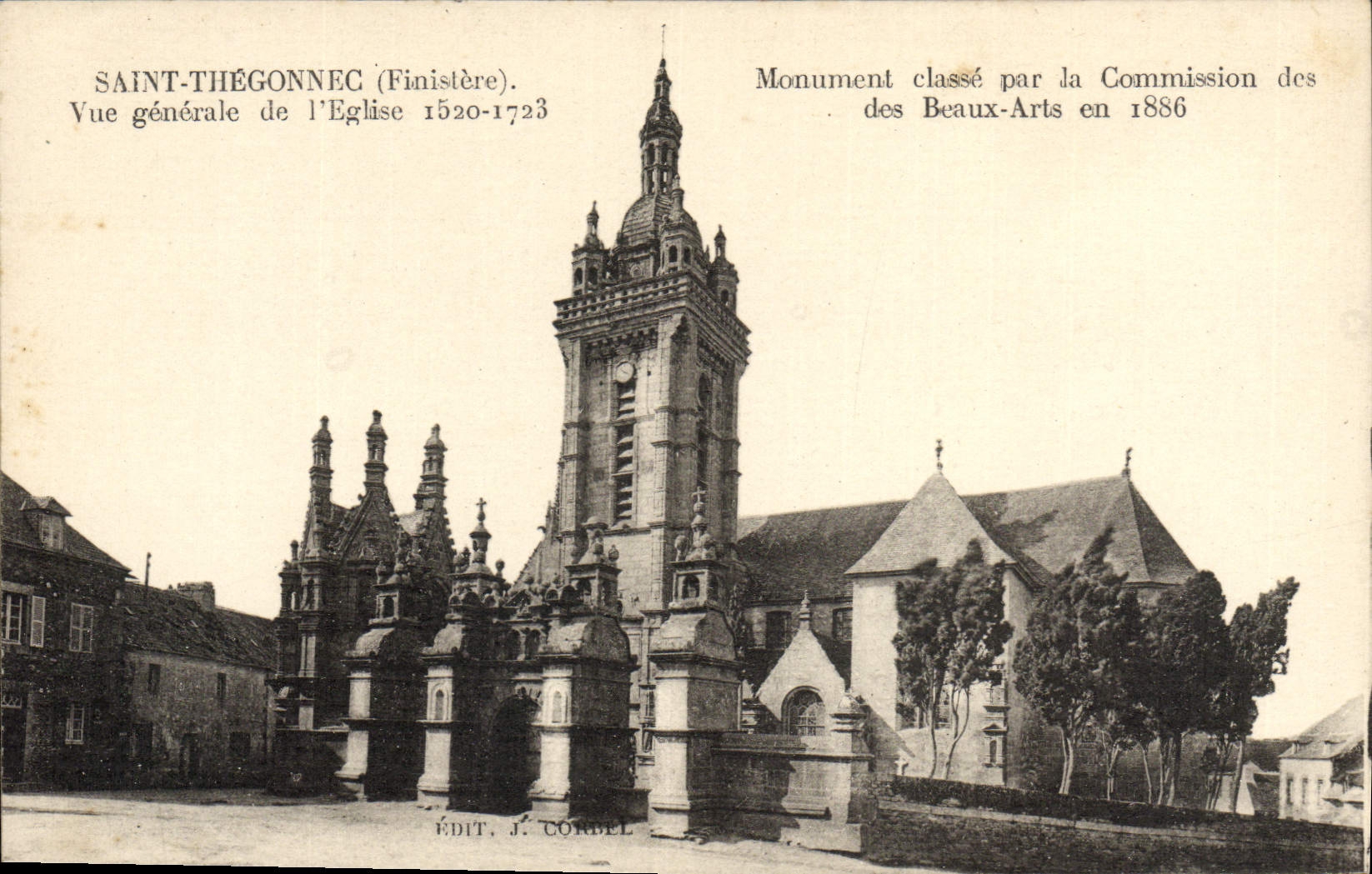 VINTAGE POSTCARD Holy Thegonnec View of I' Eglise