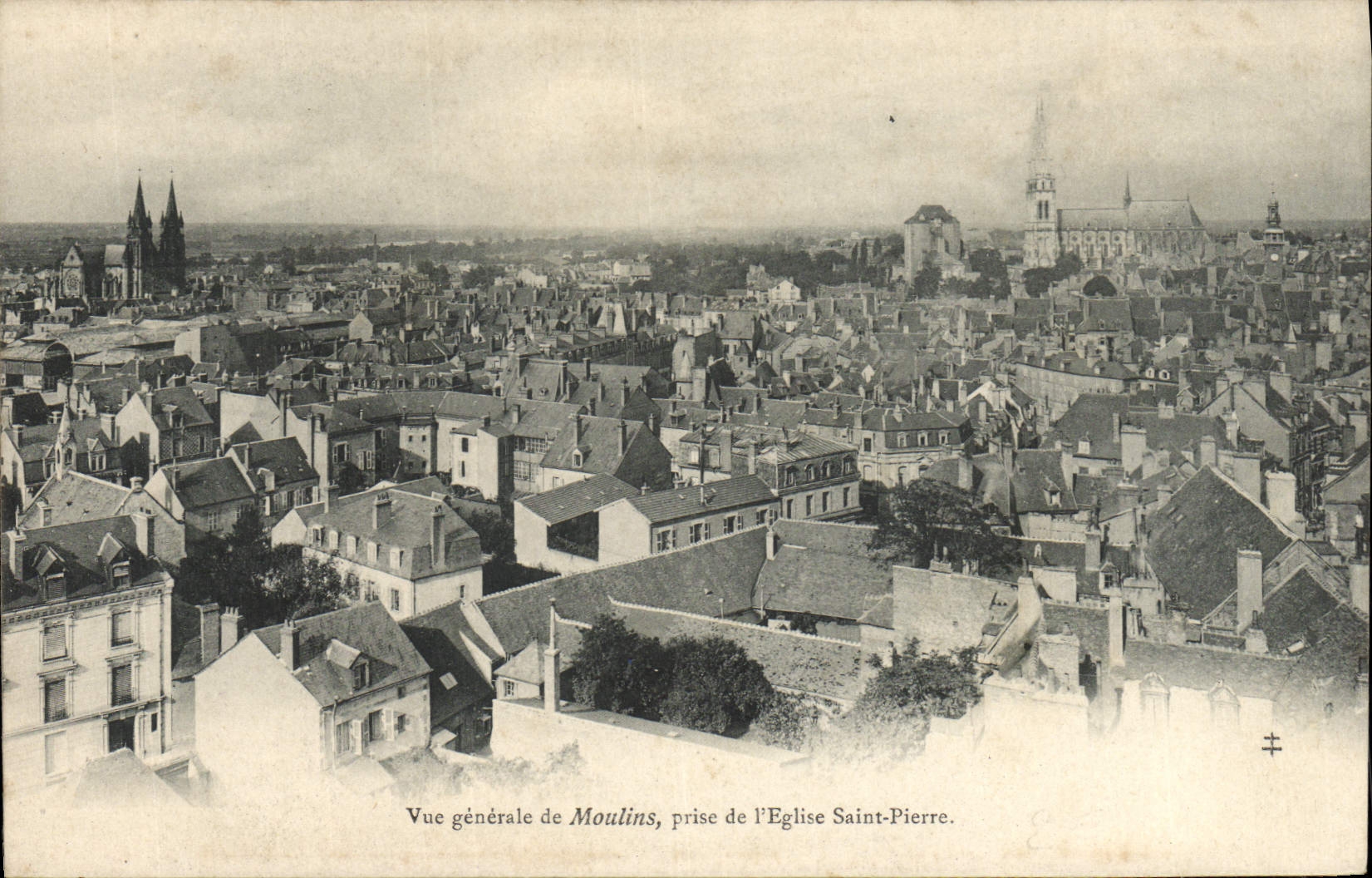VINTAGE POSTCARD View of Moulins taken church Saint Pierre