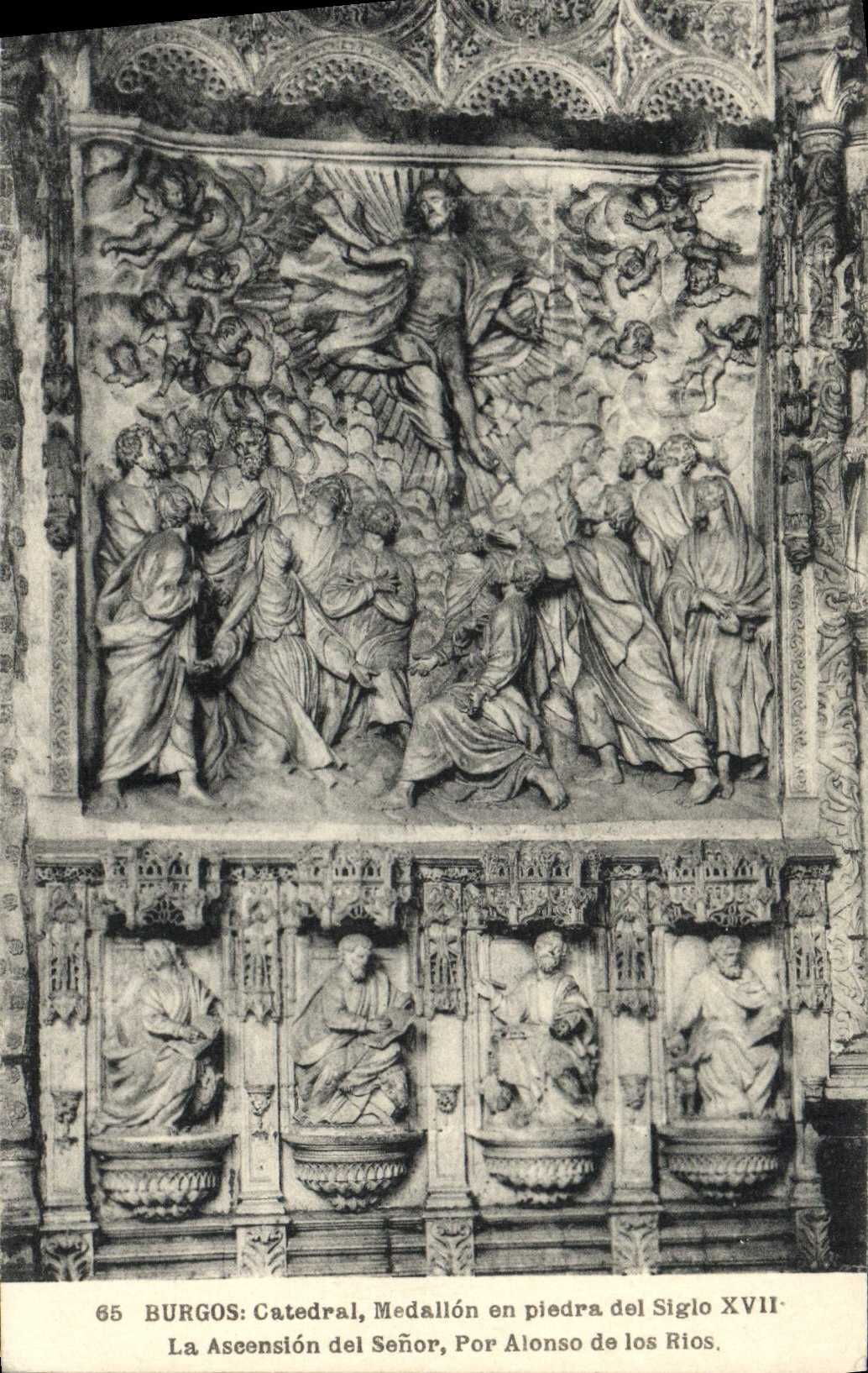 CPA Burgos Catedral Medallon en piedra La Ascension del Senor Por Alonso de los Rios