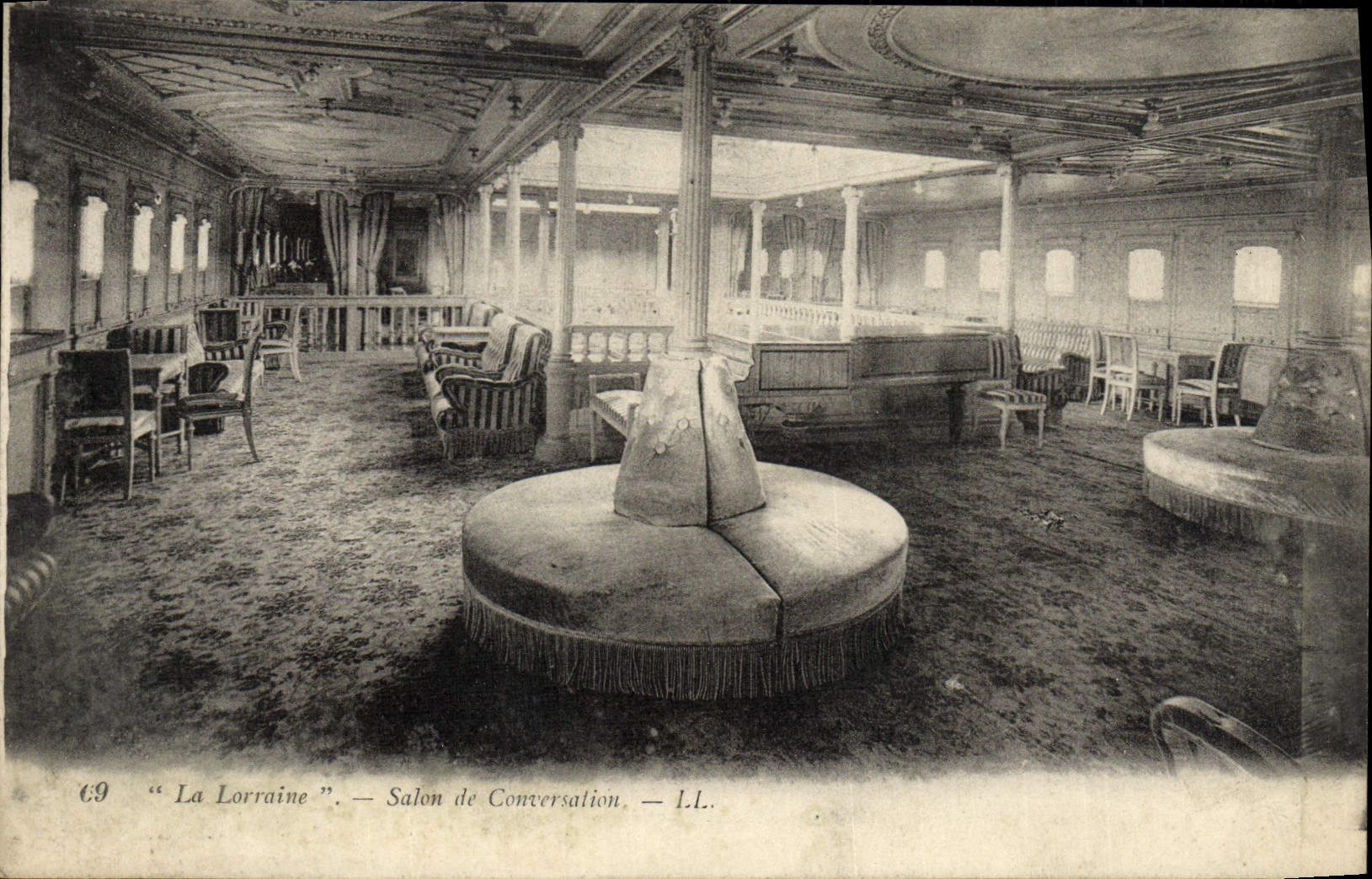 CPA La Lorraine Salon de Conversation Bateau Paquebot 