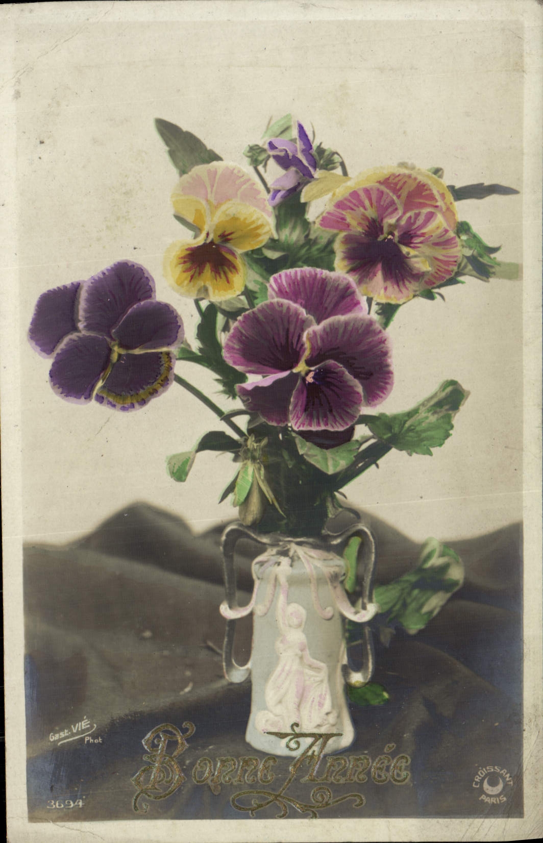 CPA Bonne Annee Fleurs 