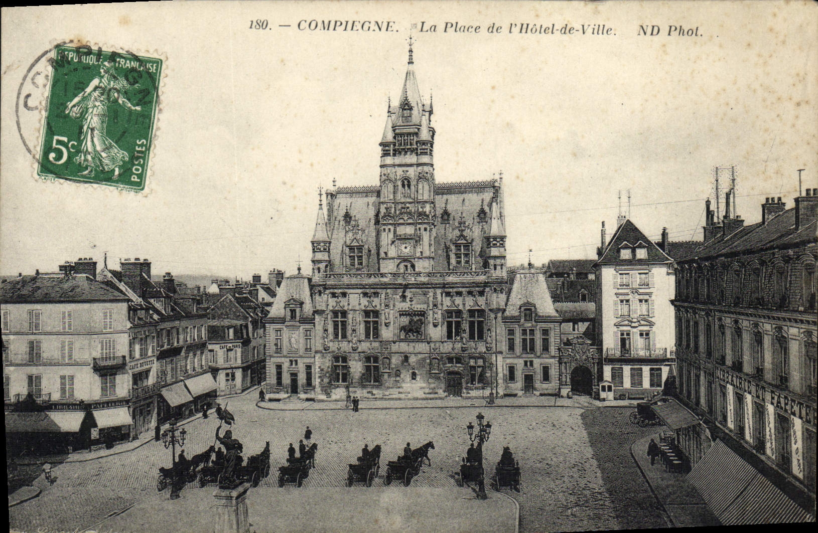 POSTAL Compiegne de la VENDIMIA el lugar del ayuntamiento de I