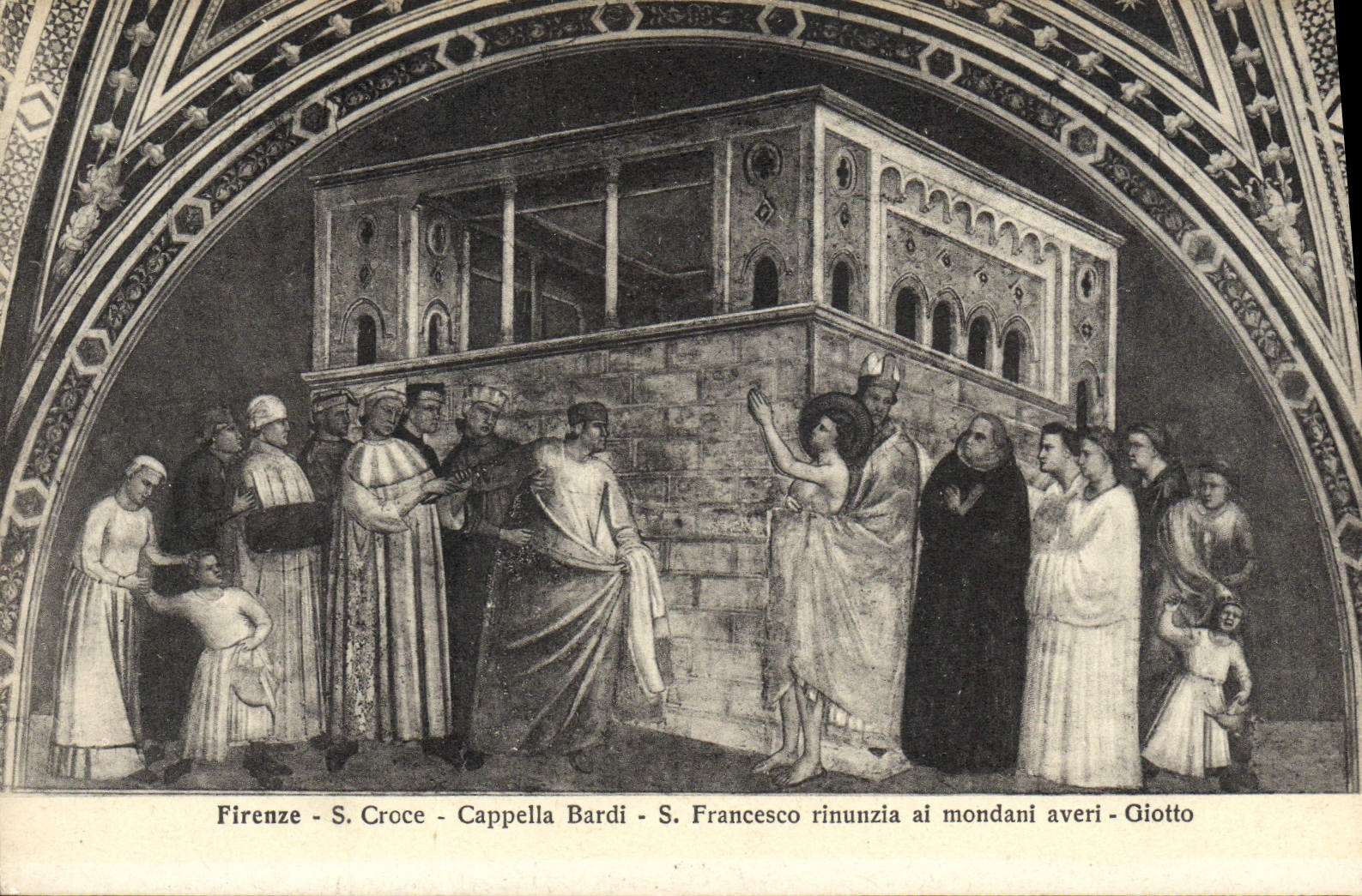VINTAGE POSTCARD Firenze S Croce Cappella Bardi S Francesco Rinunzia Have Mondani Averi Giotto