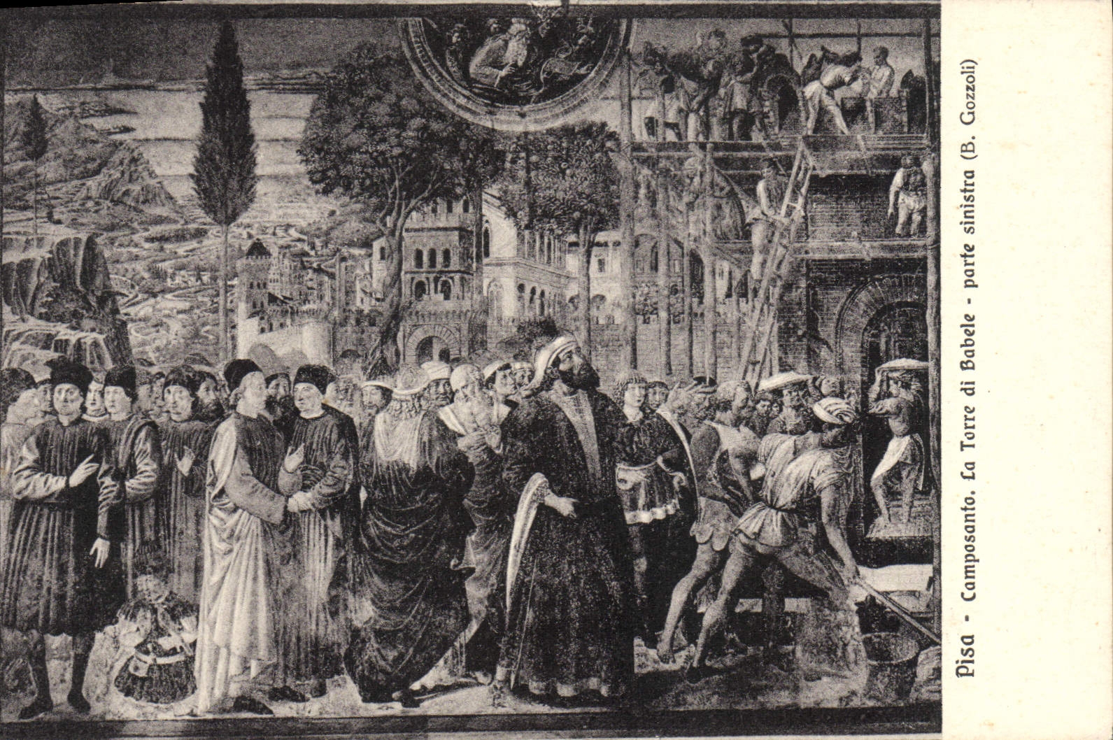 VINTAGE POSTCARD Pisa Camposanto the Torus Di Babele Leaves Sinistra Gozzoli