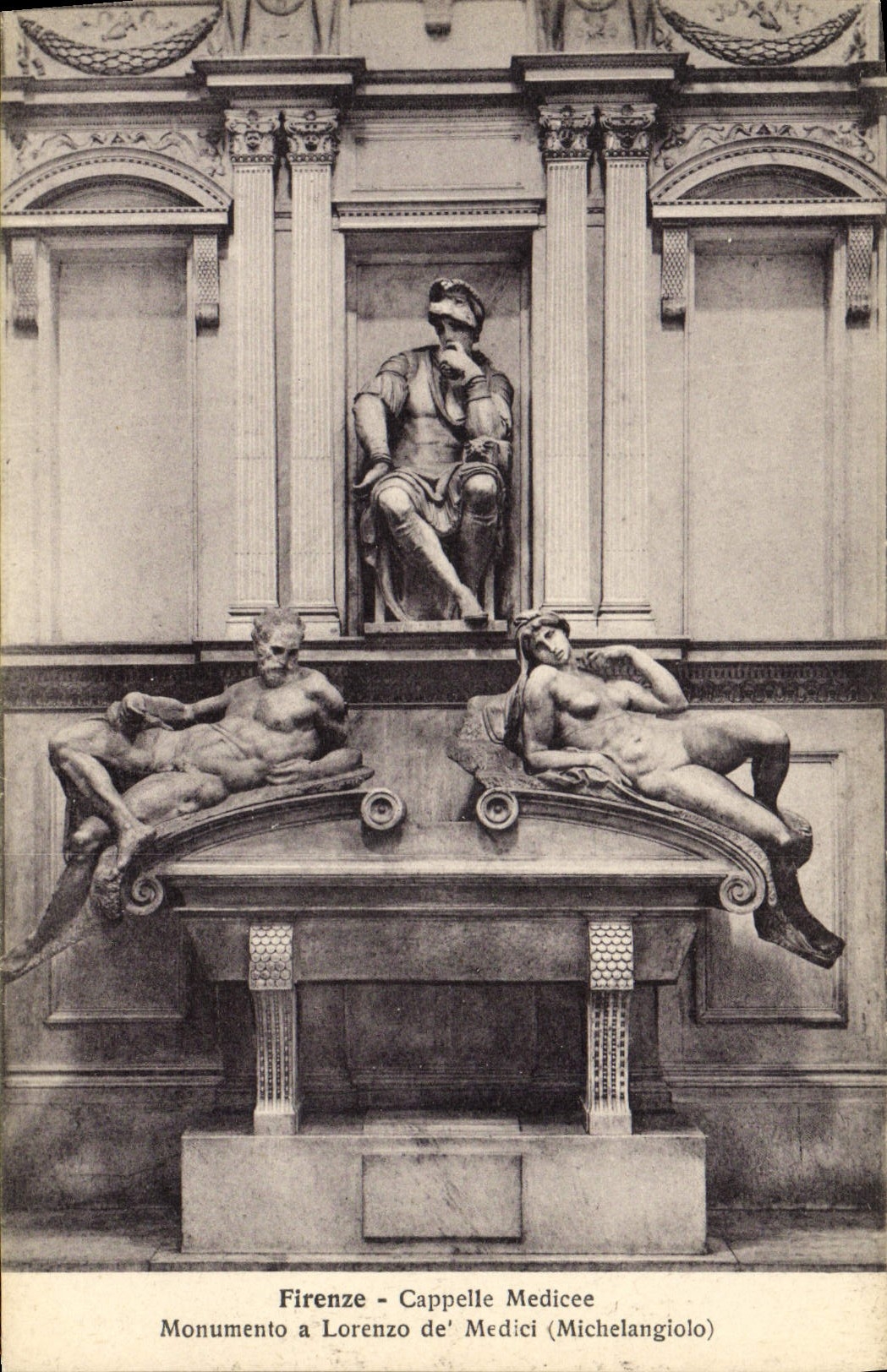 La POSTAL Firenze Cappelle Medicee Monumento de la VENDIMIA tiene Lorenzo De Medici Michelangelo