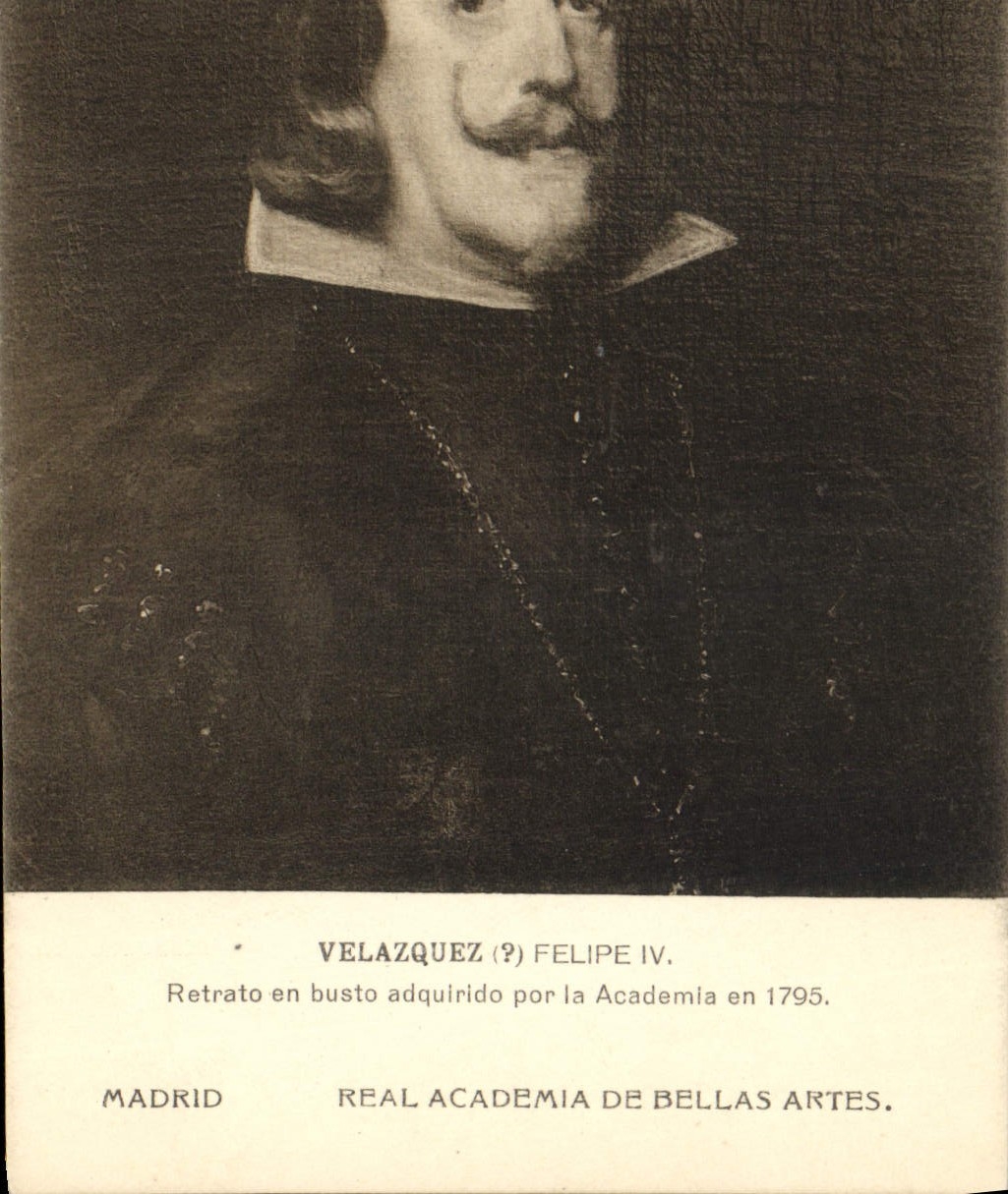 VINTAGE POSTCARD Velazquez Felipe IV Retrato In Busto Adquirido Por Academia Madrid
