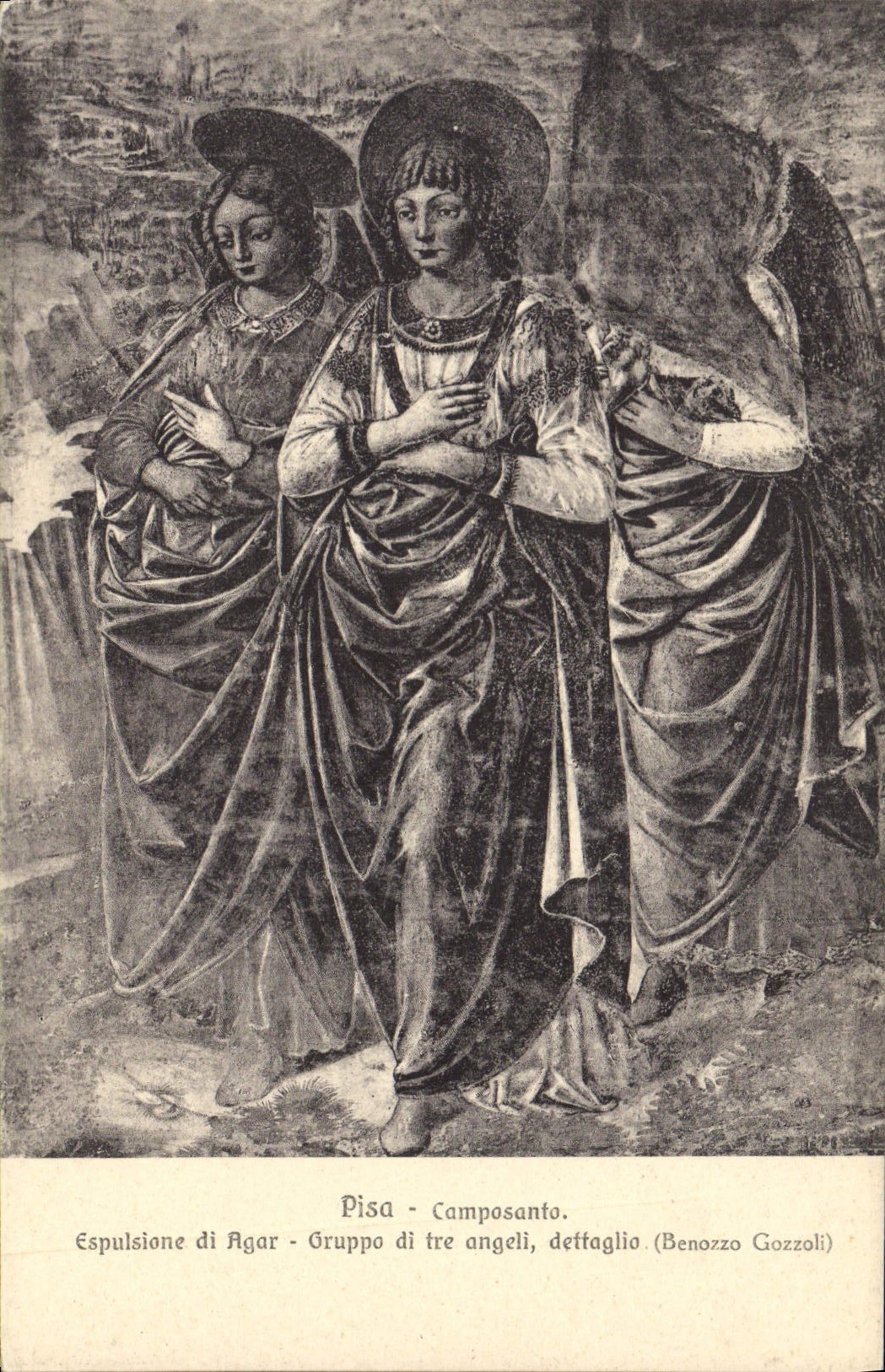 VINTAGE POSTCARD Rammed Camposanto Espulsione Di Agar Oruppa Di Tre Angeli Dettaglio Benozzo Gozzoli