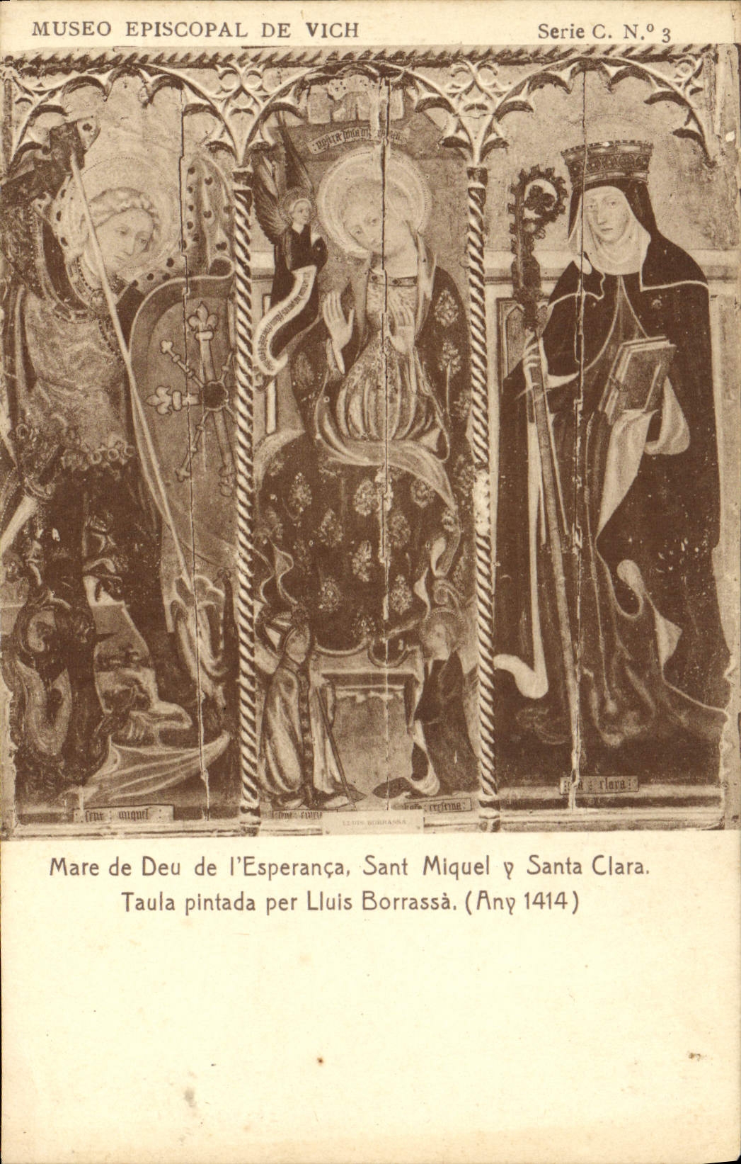 VINTAGE POSTCARD Episcopal Museo De Deu Of I Esperanca Sant Miquel Santa Clara Taula Pintada Per Lluis Borrassa Vich