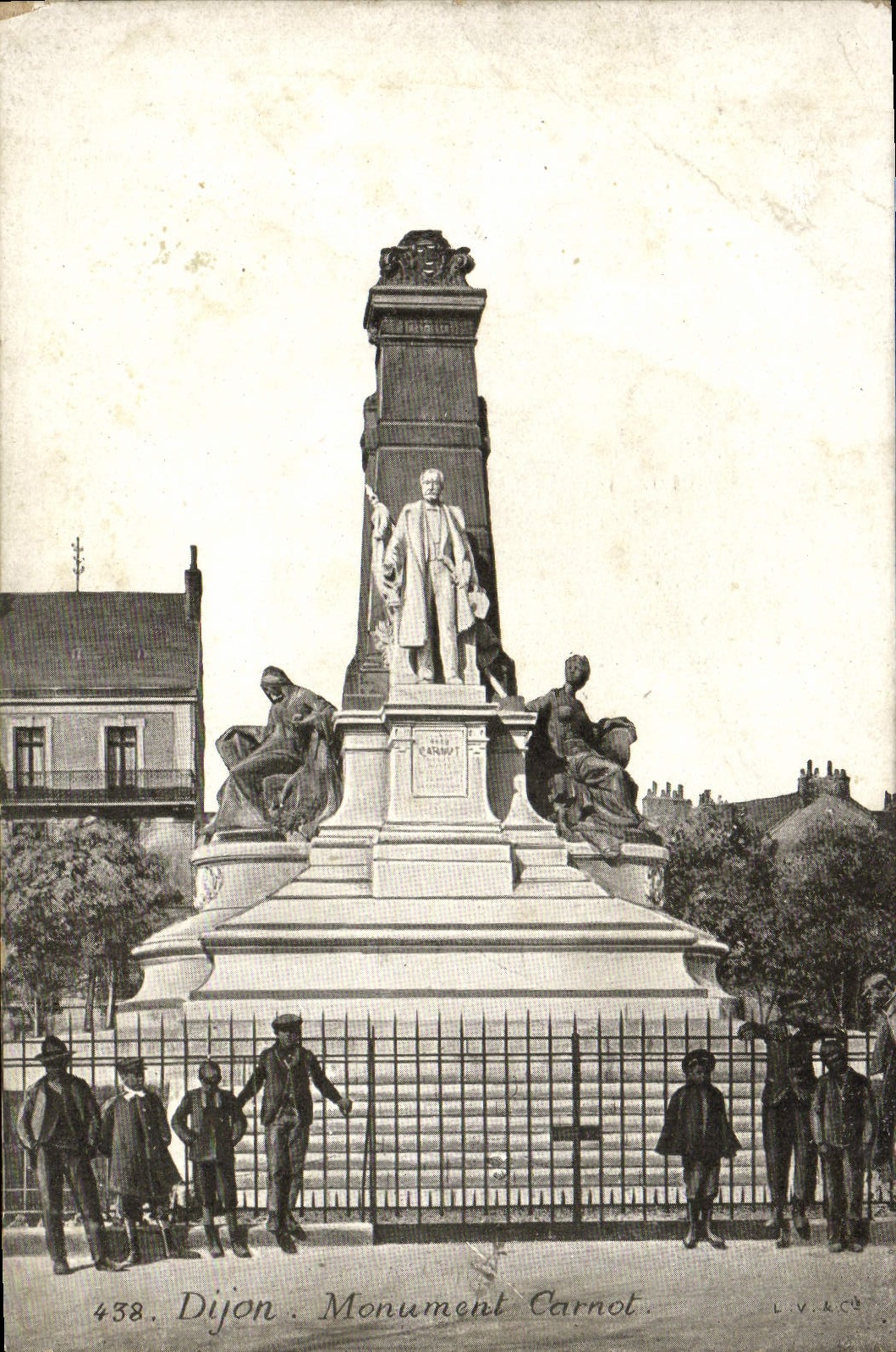 VINTAGE POSTCARD Dijon Monument Carnot Children