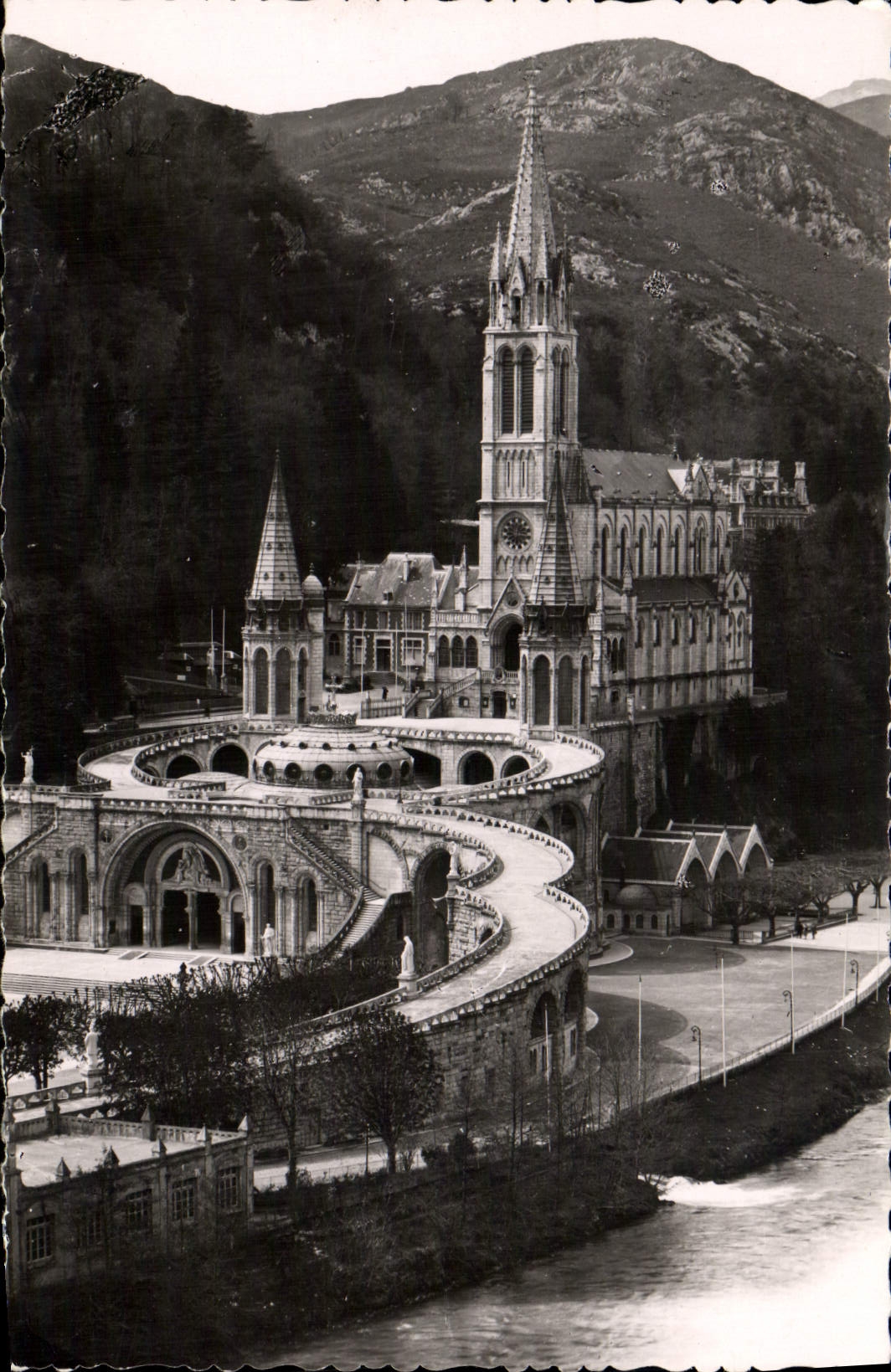 CPM Lourdes La Basilique Et Le Gave
