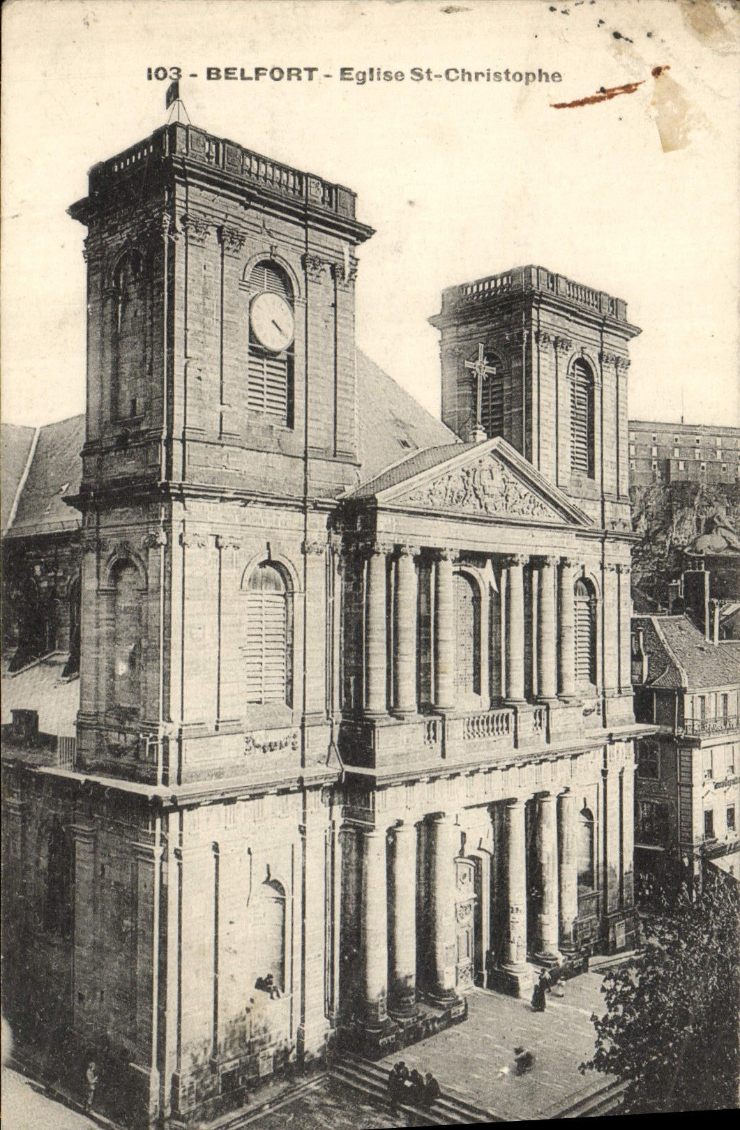 VINTAGE POSTCARD Belfort Church St Christophe