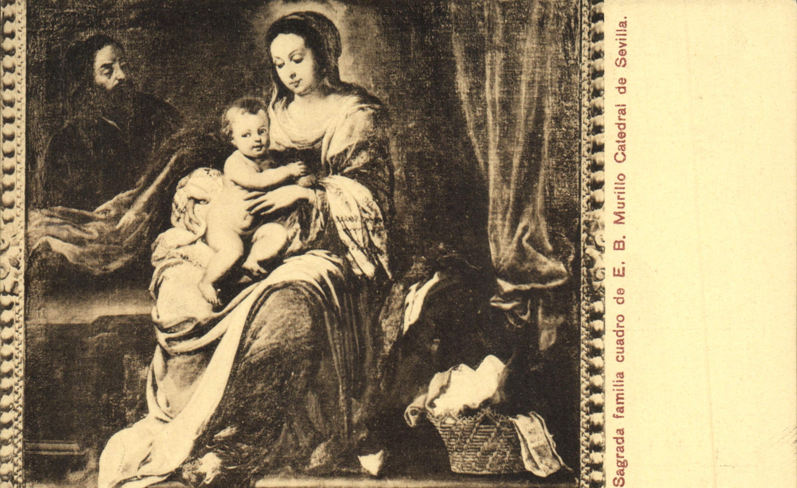 VINTAGE POSTCARD Sagrada familia caudro of Murillo catedral of Sevilla