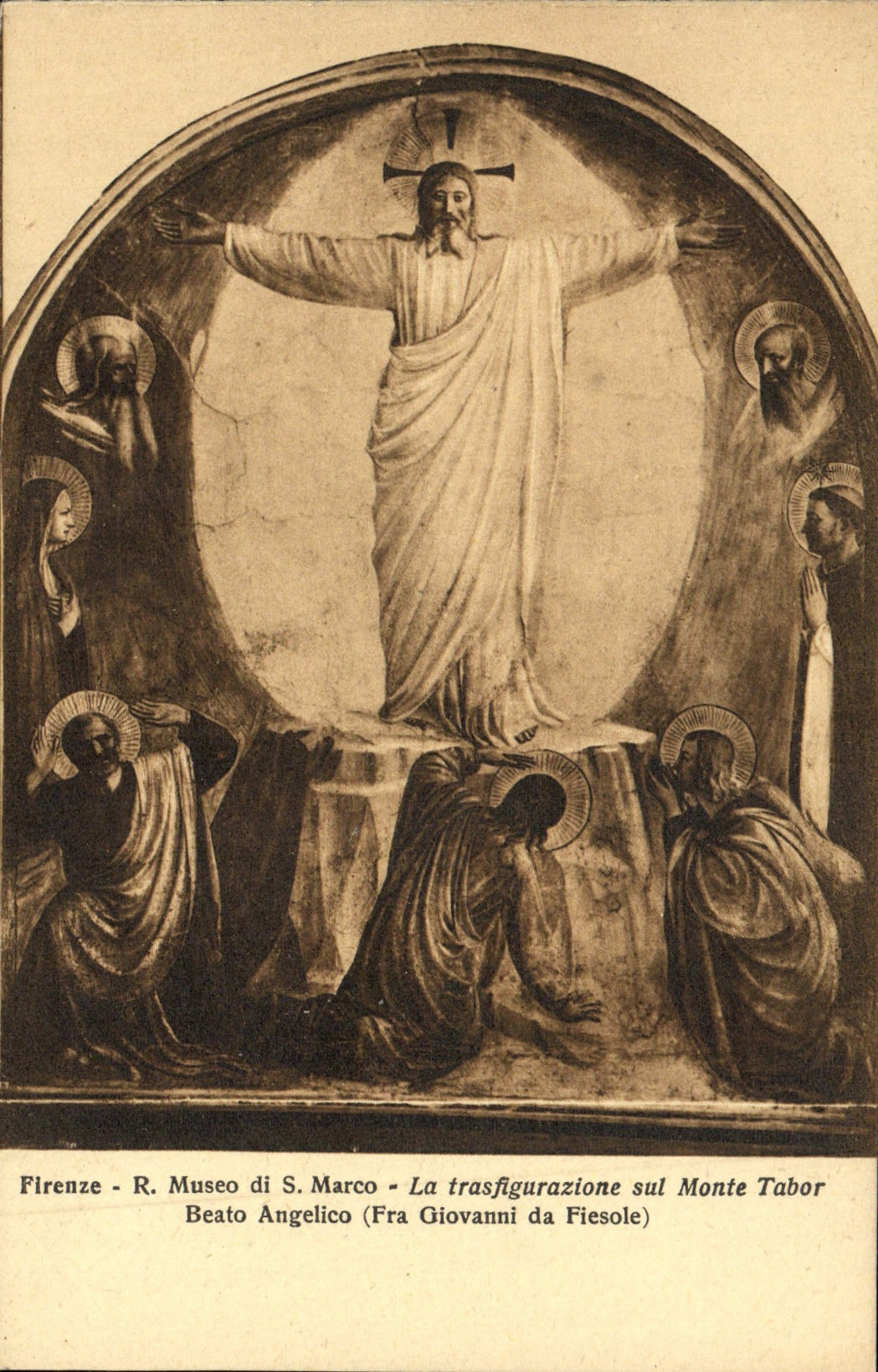 VINTAGE POSTCARD Firenze R Musco Trasfigurazione sul Assembles Tabor Beato Angelico Giovanni da Fiesole