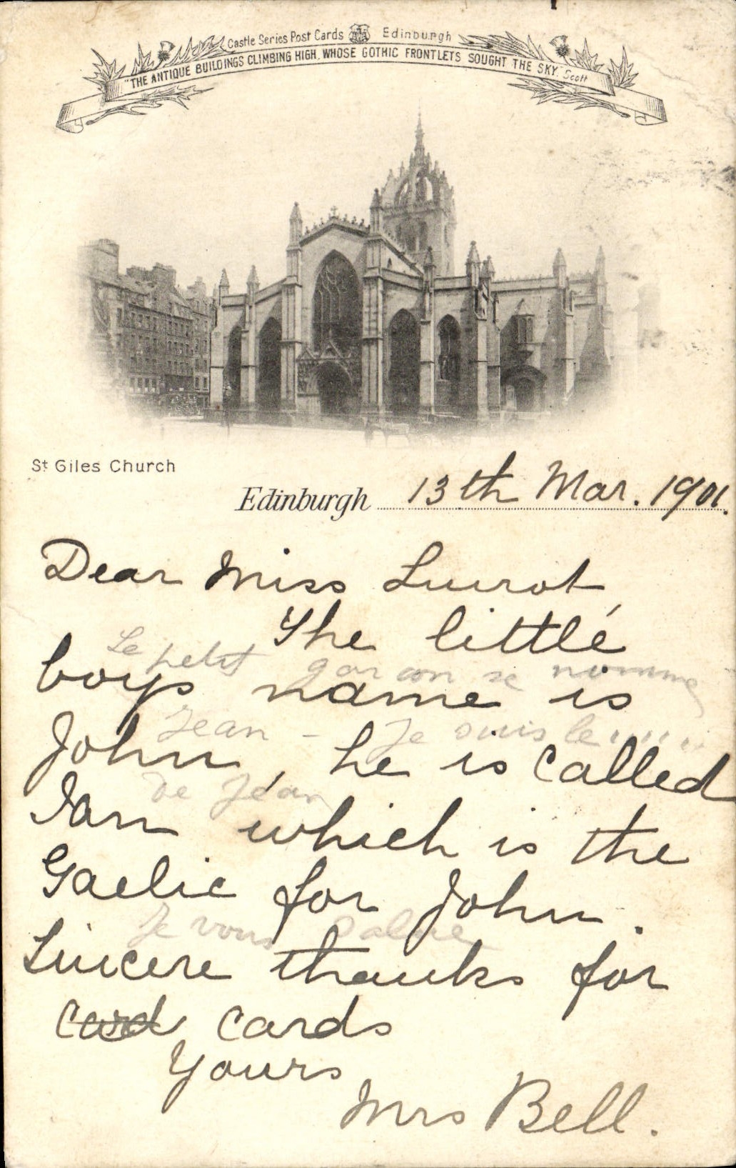 VINTAGE POSTCARD Edinburgh St Gilles Church