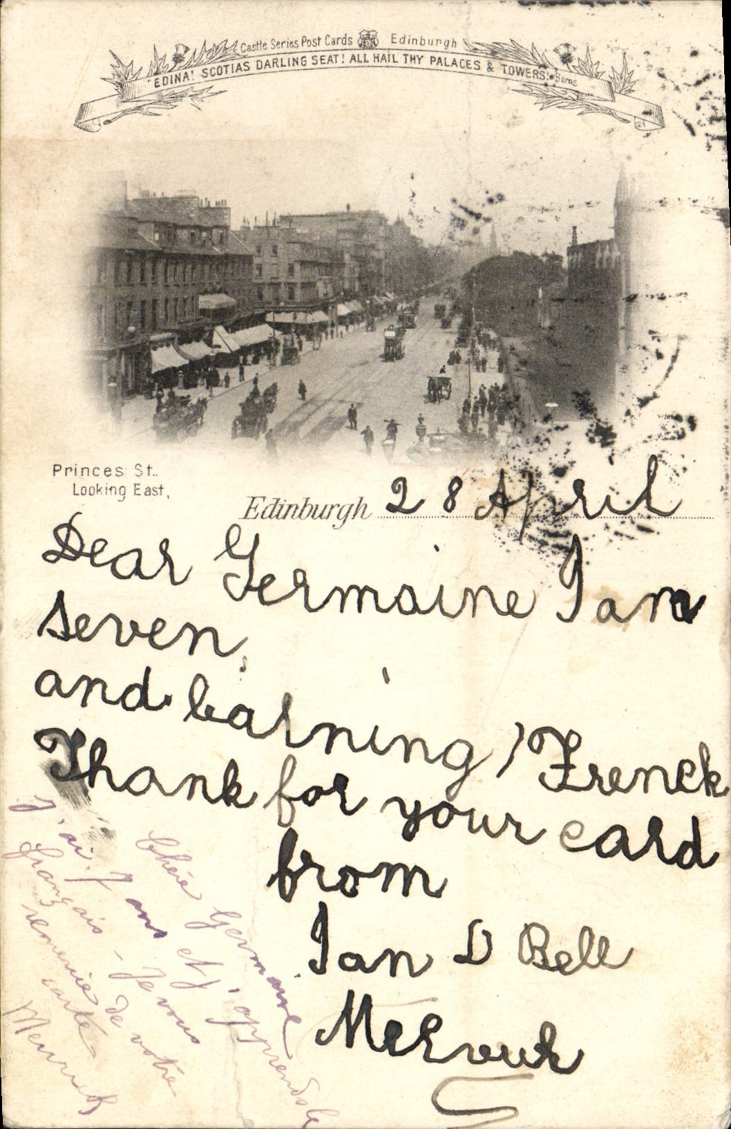 VINTAGE POSTCARD Edinburgh Princes St Looking EAst