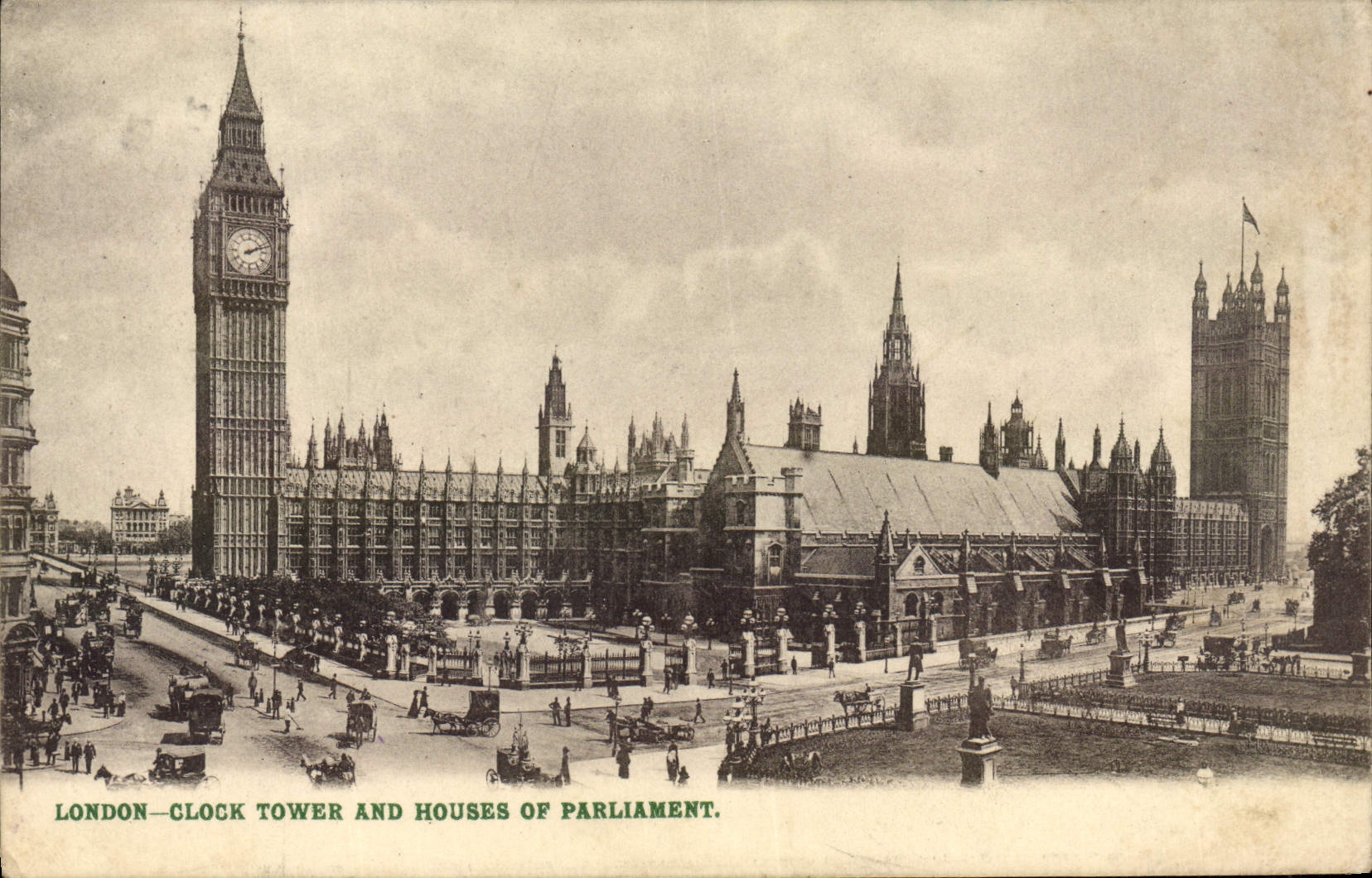 VINTAGE POSTCARD London Clock Tower and Houses off Parliament