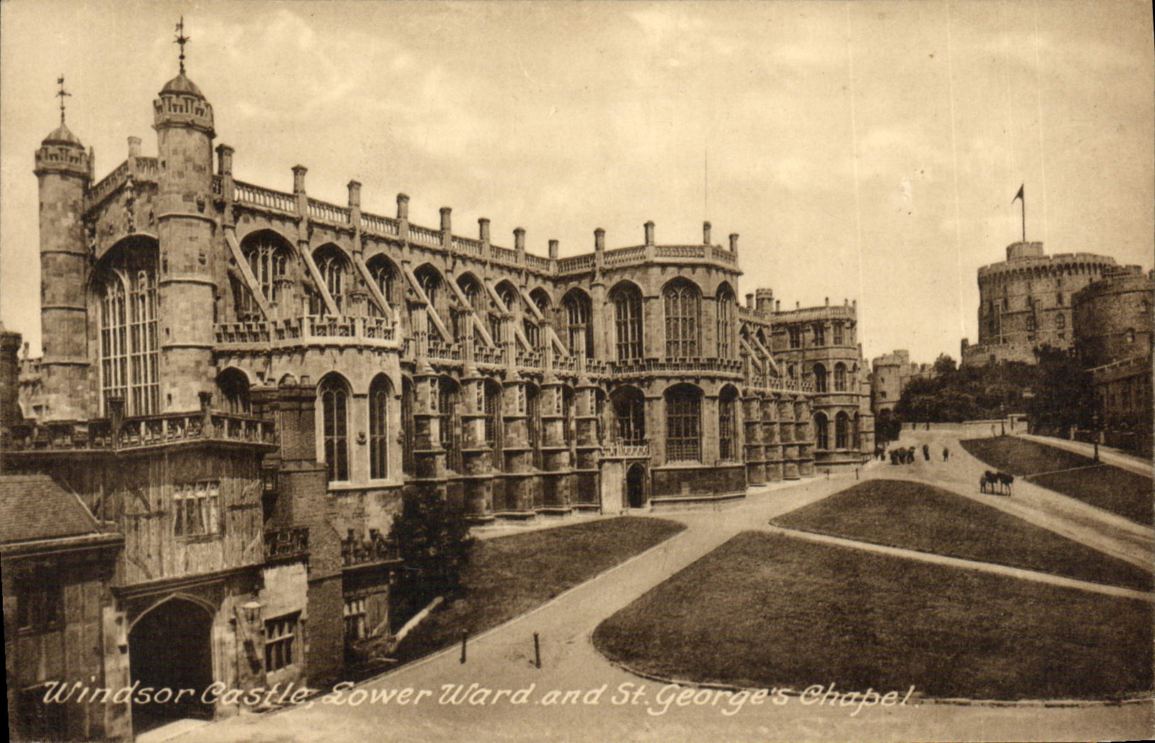 Una sala del castillo de Windsor de la POSTAL de la VENDIMIA y una capilla más bajas de St George S