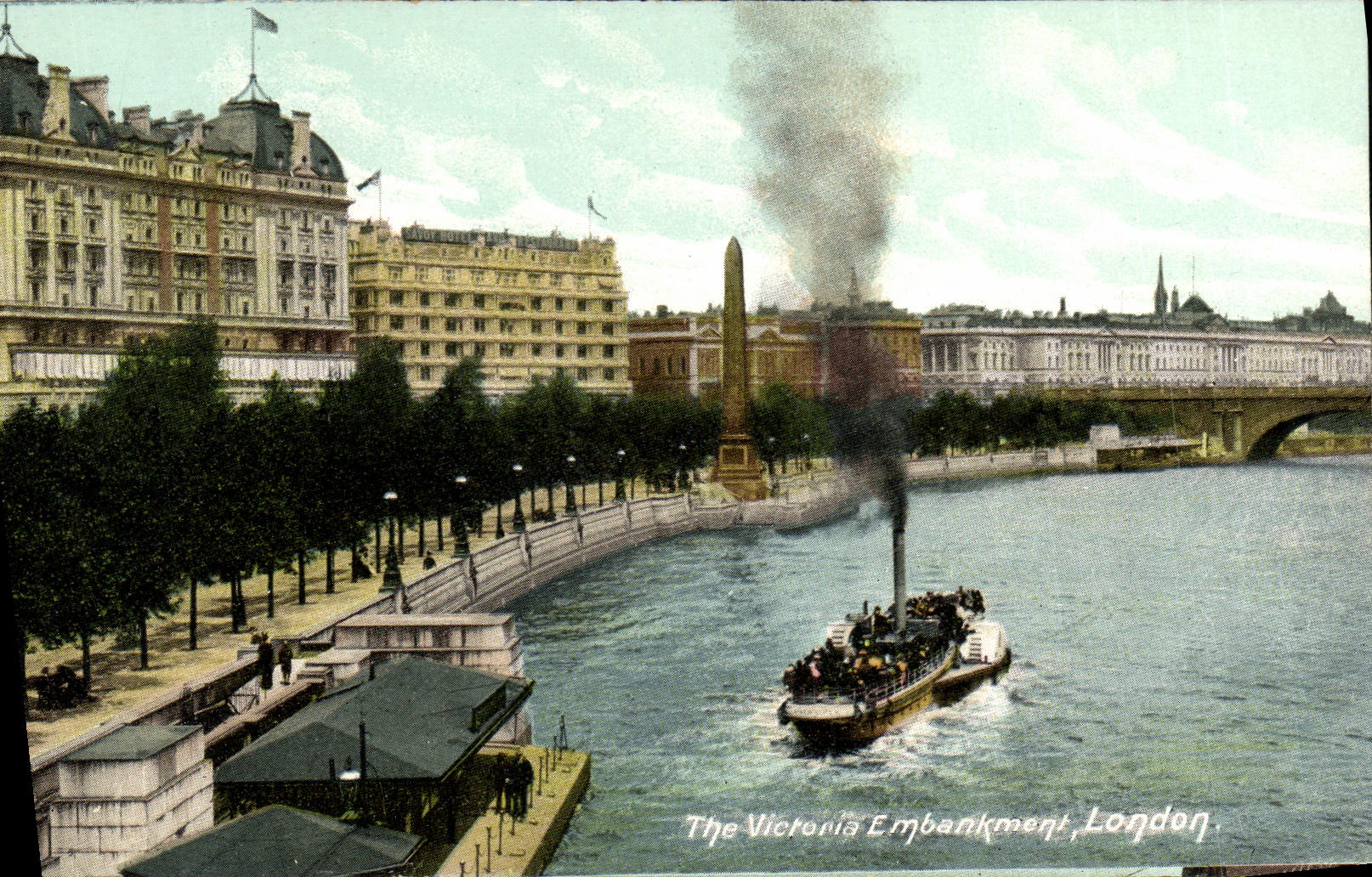 VINTAGE POSTCARD The Victoria Embankment London Boat
