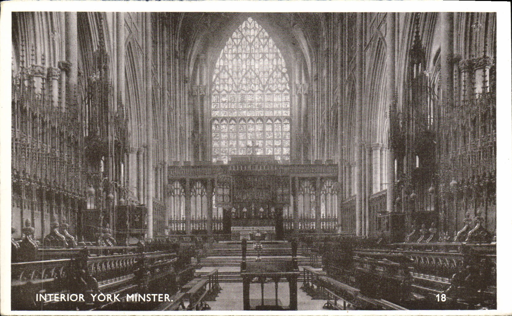Iglesia de monasterio interior de York de la parte posterior del recto de la POSTAL de la VENDIMIA