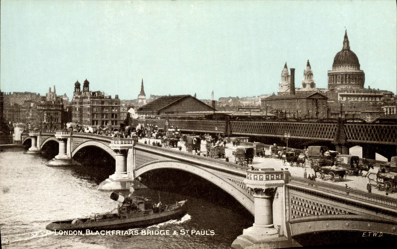 CPA London Blackfriars Bridge St Paul's Bateau