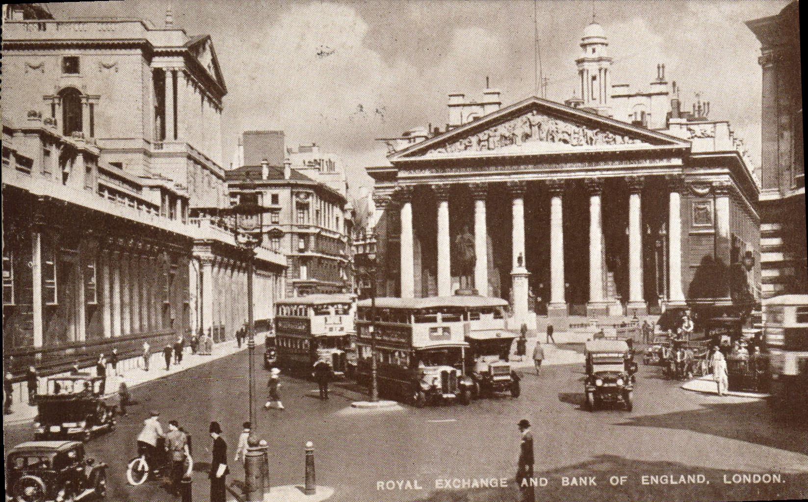 VINTAGE POSTCARD Royal Exchange and Bank off England London