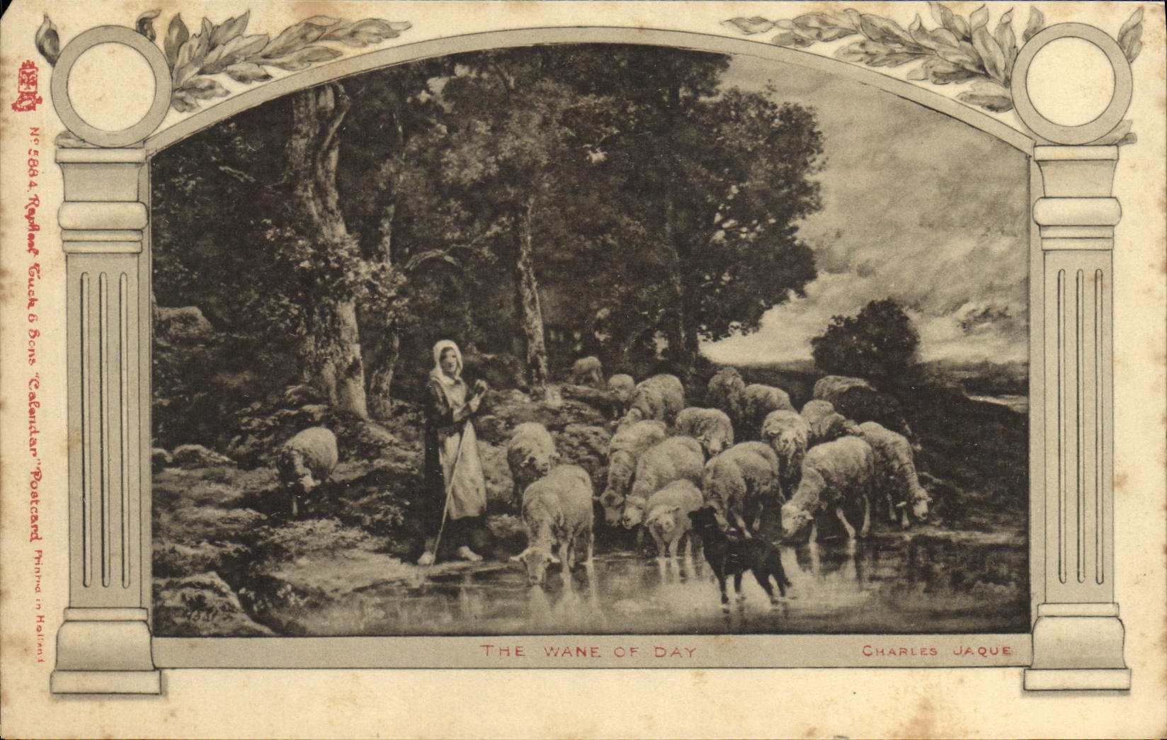 VINTAGE POSTCARD the Wane Off Day Charles Jaque Sheep