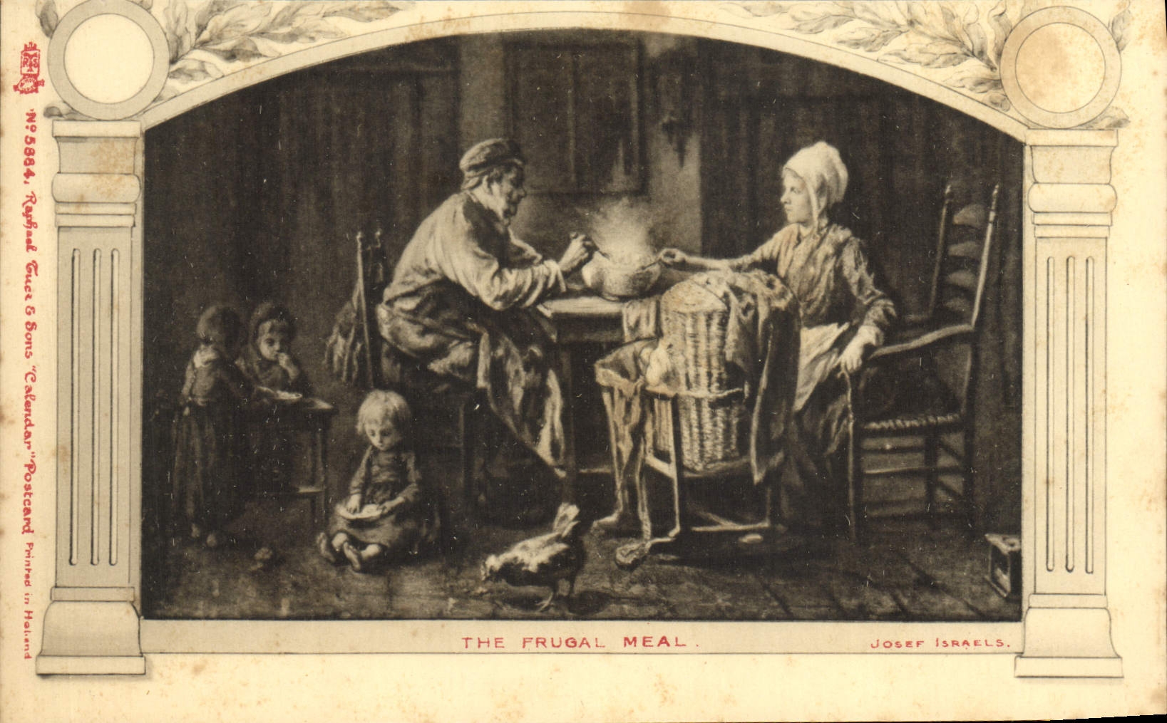 VINTAGE POSTCARD Frugal The Meal Josef Israels