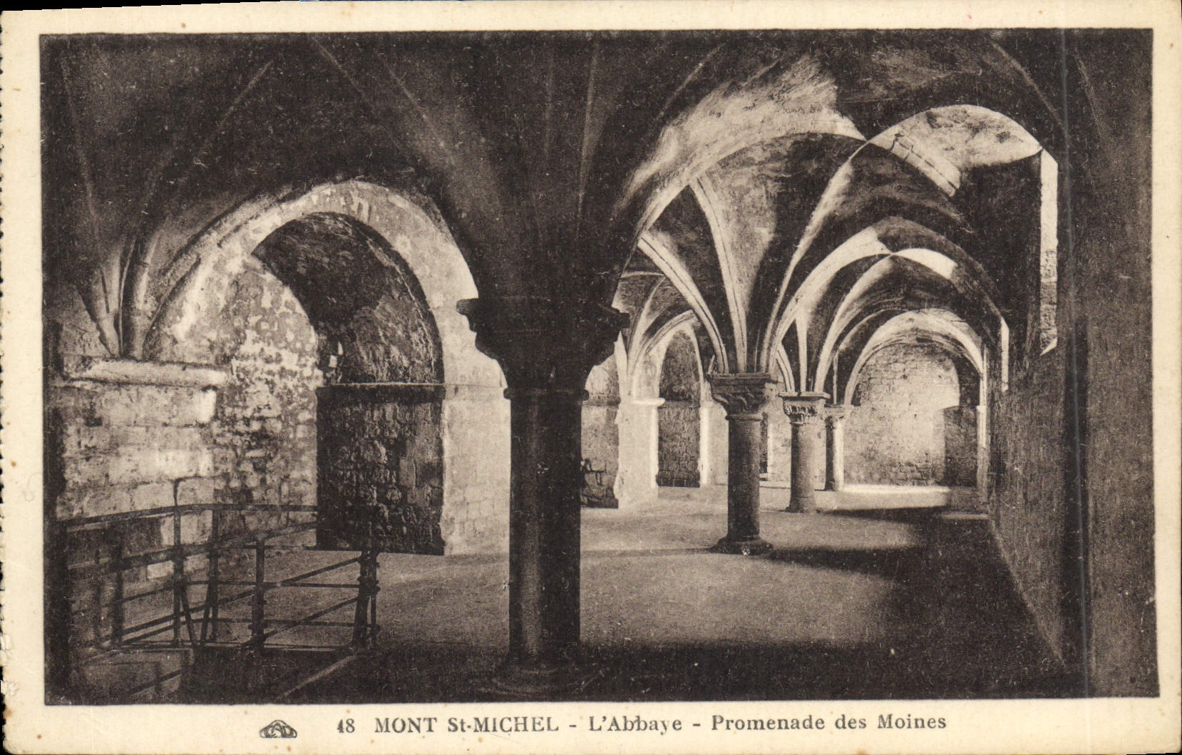 VINTAGE POSTCARD Mount St Michel the Walk Abbey of the Monks