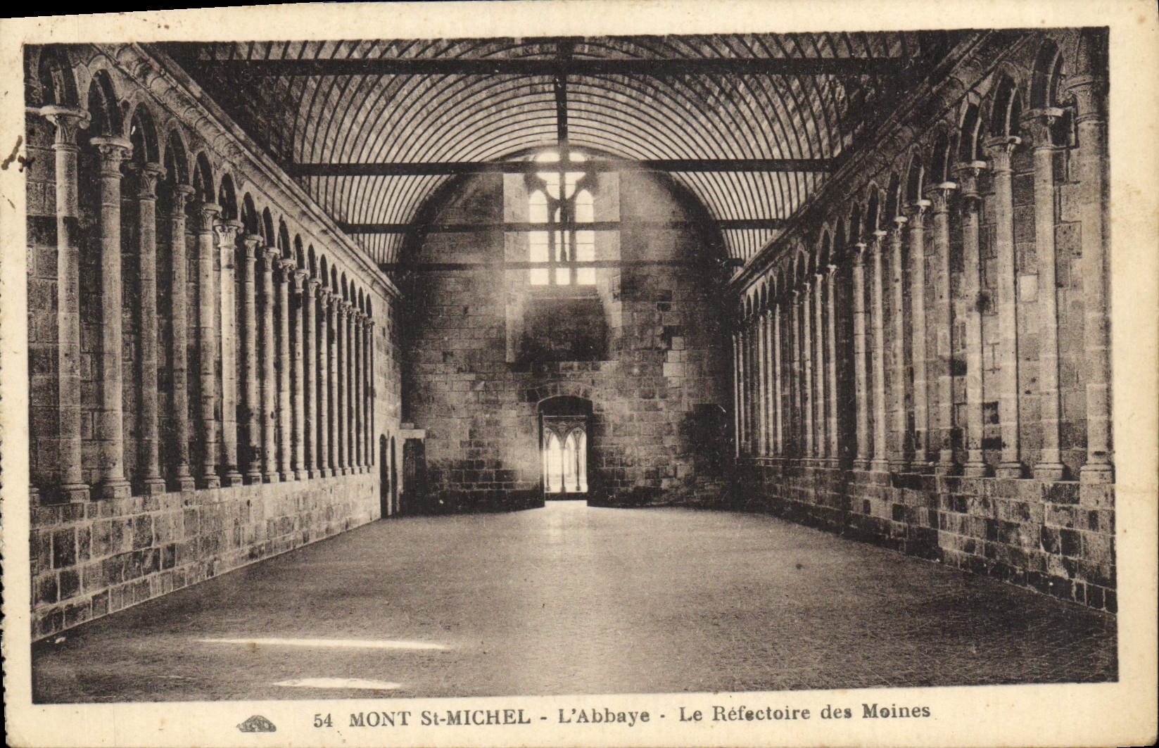 VINTAGE POSTCARD Mount St Michel the Abbey the Refectory of the Monks