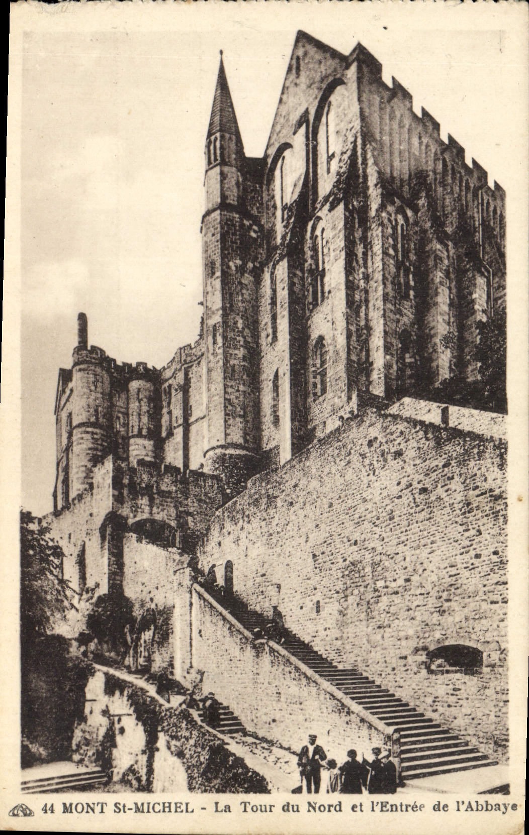 VINTAGE POSTCARD Mount St Michel the Tower of North and the entry of the abbey