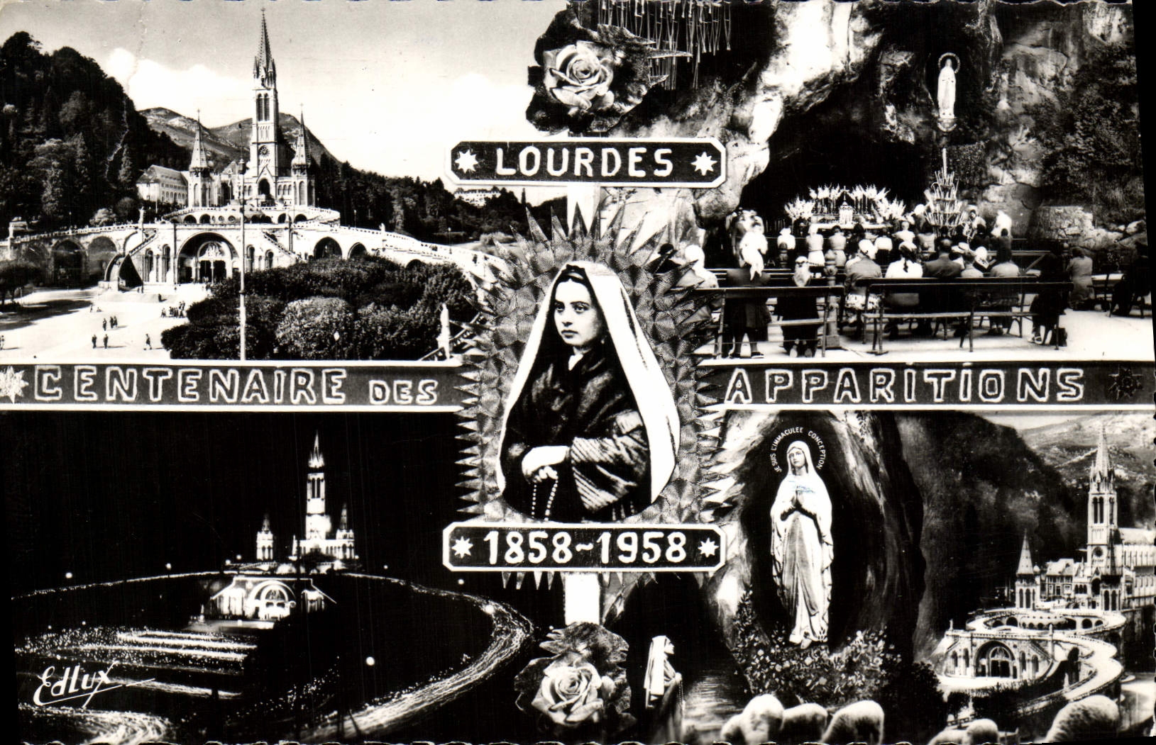 MODERN CARD Heavy the Basilica the Cave the procession with the torches appearance Sainte Bernadette