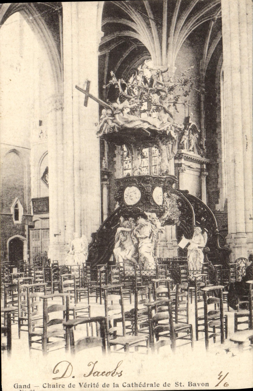 VINTAGE POSTCARD Ghent Pulpit of Truth of the Cathedral of St Bavon