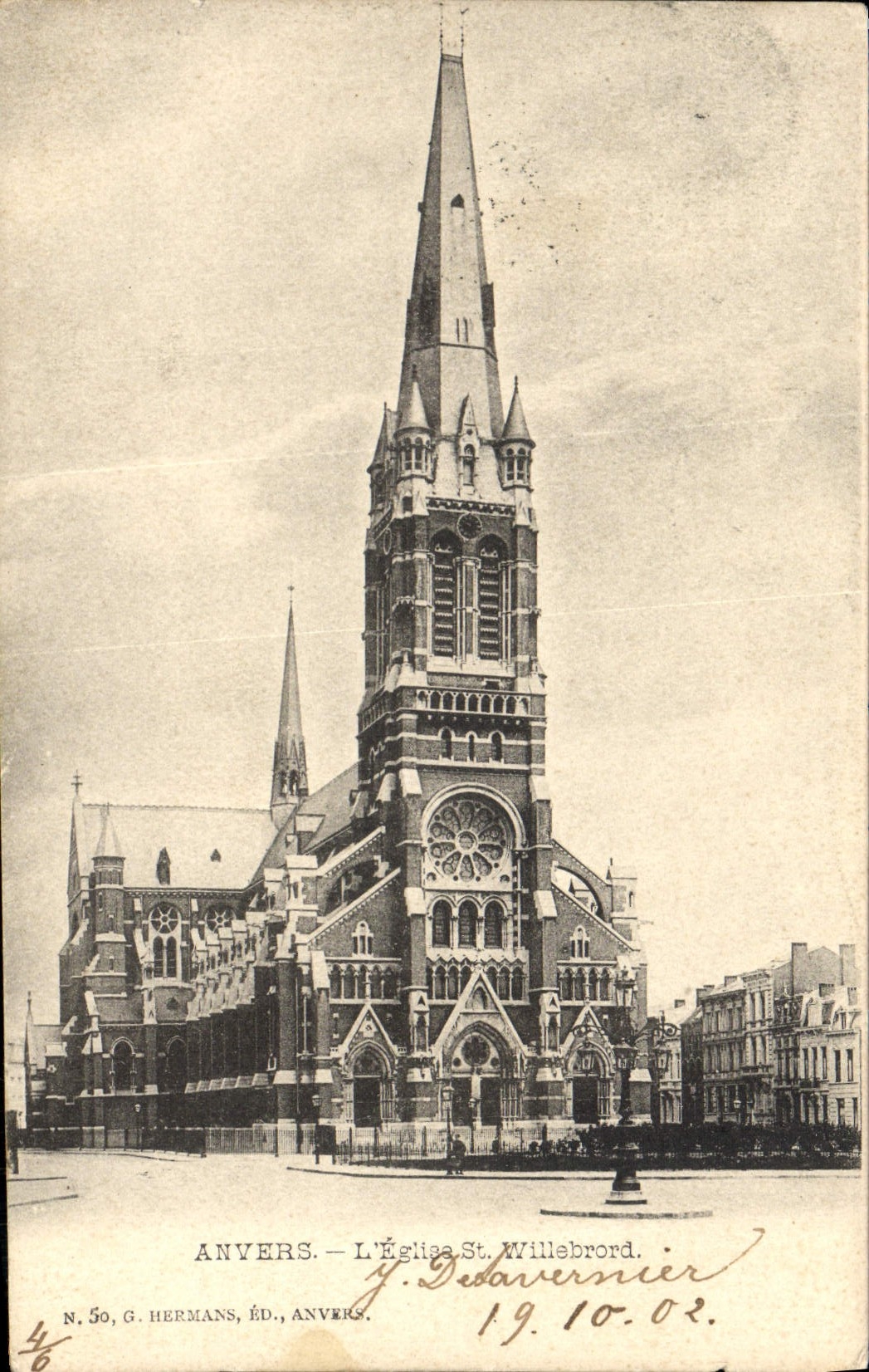 POSTAL Amberes de la VENDIMIA el St Willebrord de la iglesia